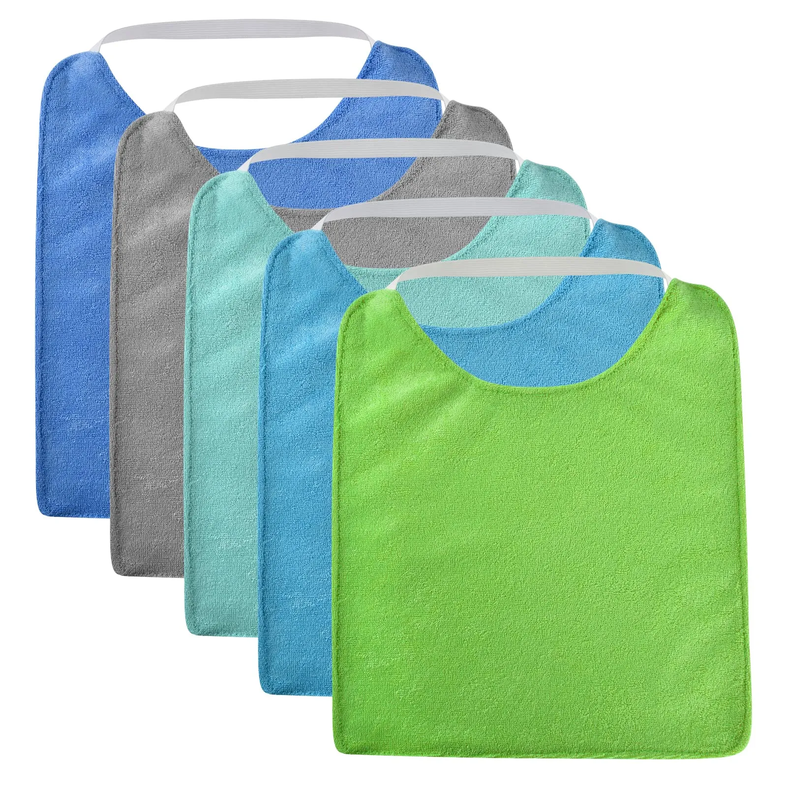 Vicloon Set di 5 bavaglini elastici e impermeabili per bambini, 25x29cm - immagine 1