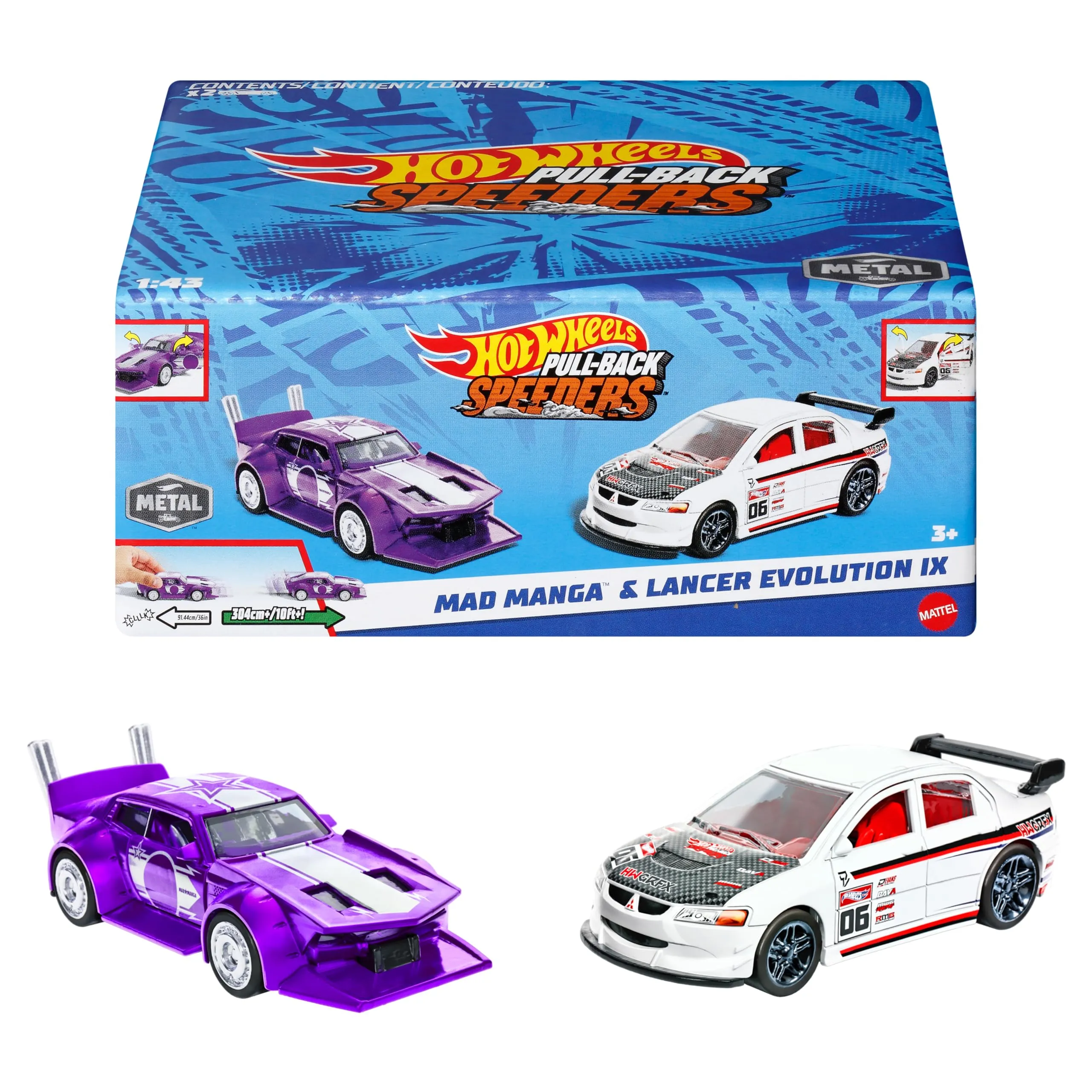 Hot Wheels Bolidi a Retrocarica, Set di 2 Macchinine in Scala 1:43, HPR91 - immagine 1