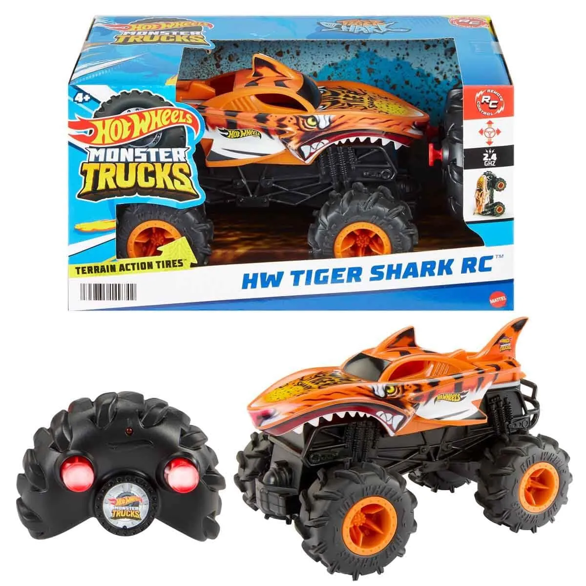 Hot Wheels Monster Trucks HW Tiger Shark RC Veicolo Radiocomandato 1:24 - immagine 1