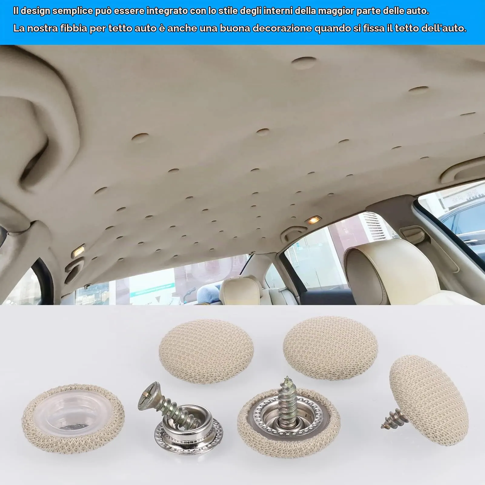 Zocipro Kit Riparazione Cielo Auto, 65 Pezzi, Beige - immagine 4