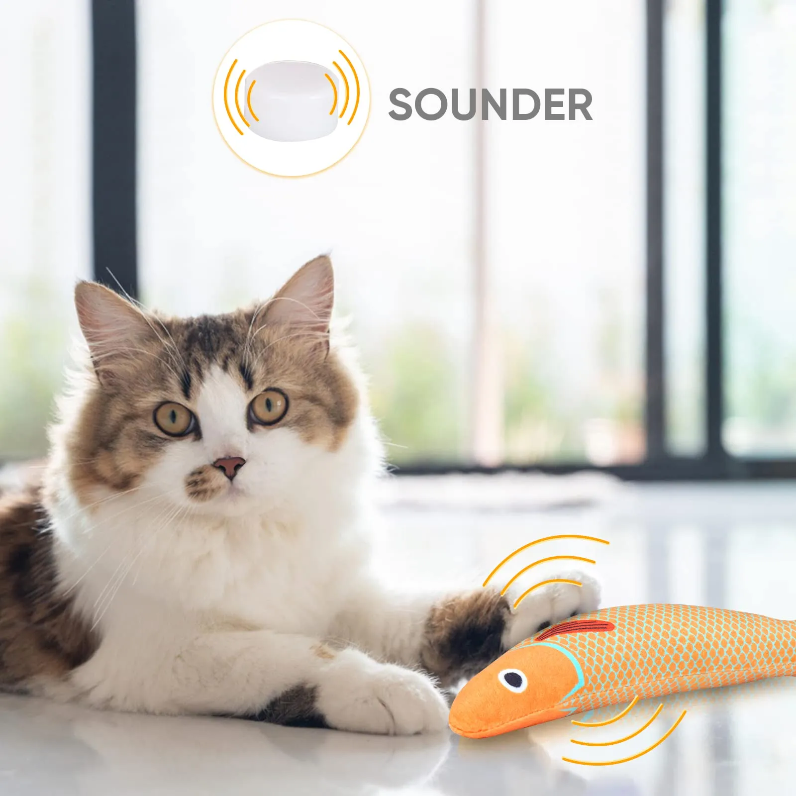 Aibuddy Giocattolo per Gatti con Erba Gatta e Campanella, Set da 3 Pezzi a Forma di Pesce - immagine 2