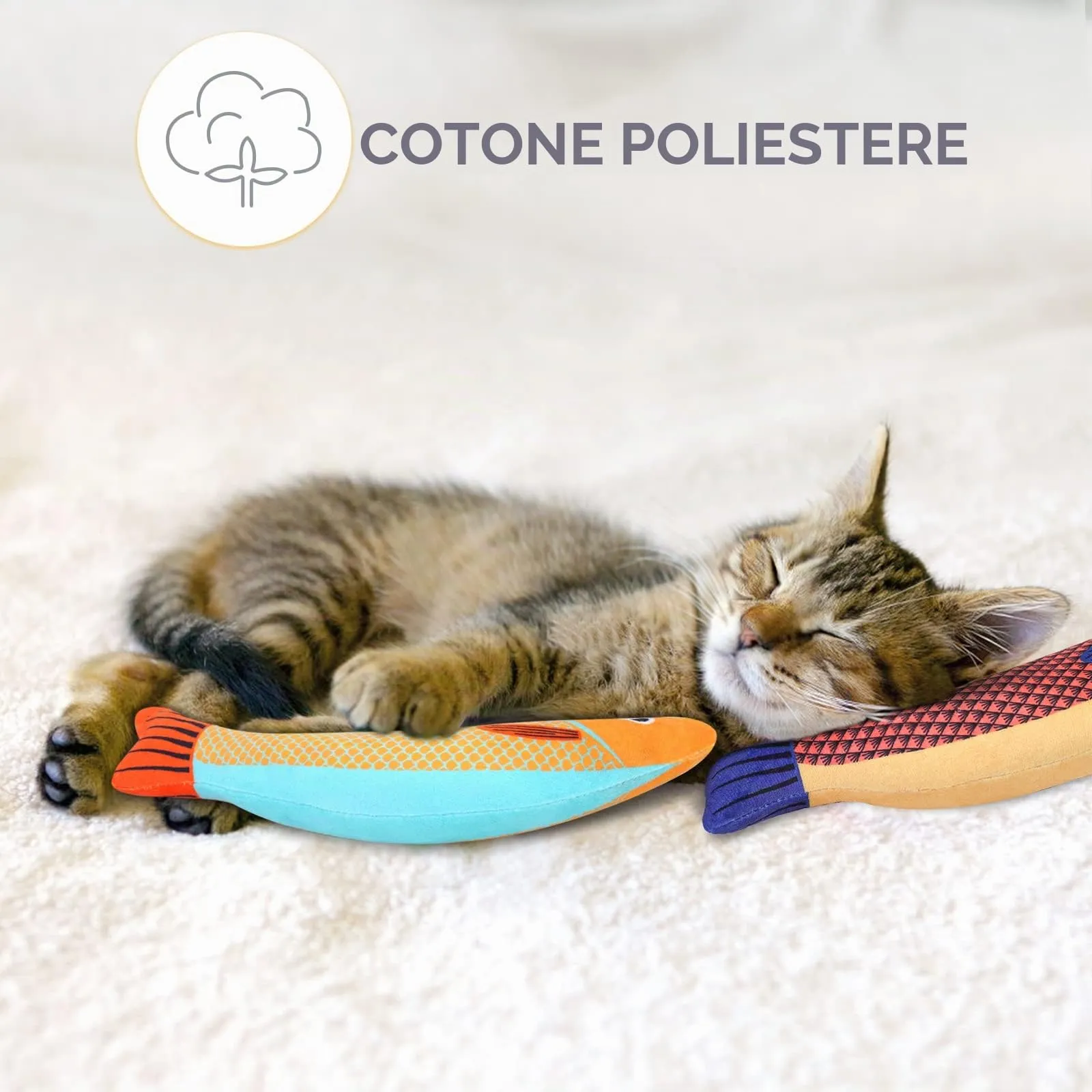 Aibuddy Giocattolo per Gatti con Erba Gatta e Campanella, Set da 3 Pezzi a Forma di Pesce - immagine 4