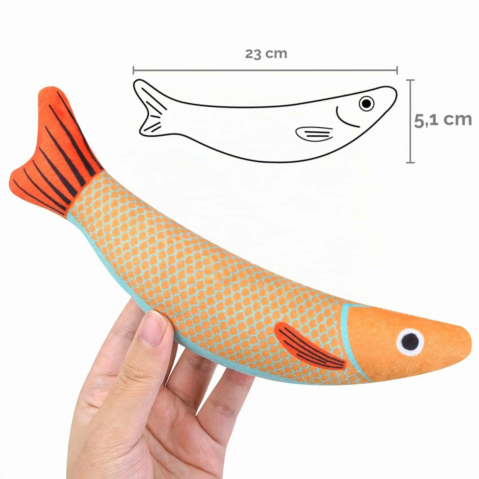 Aibuddy Giocattolo per Gatti con Erba Gatta e Campanella, Set da 3 Pezzi a Forma di Pesce - immagine 6