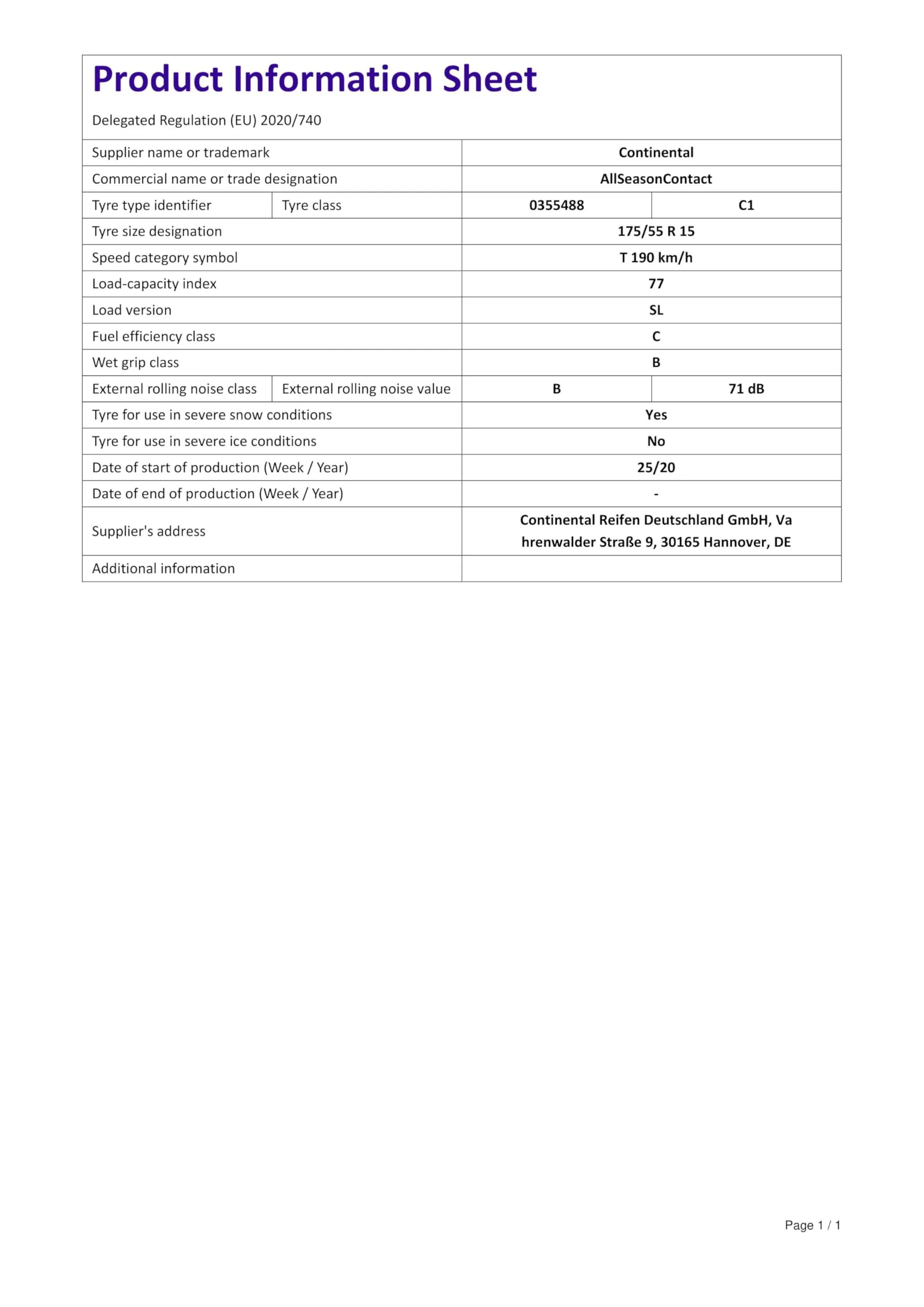 Continental 175/55 R15 77T 4 Stagioni Allseasoncontact - immagine 10