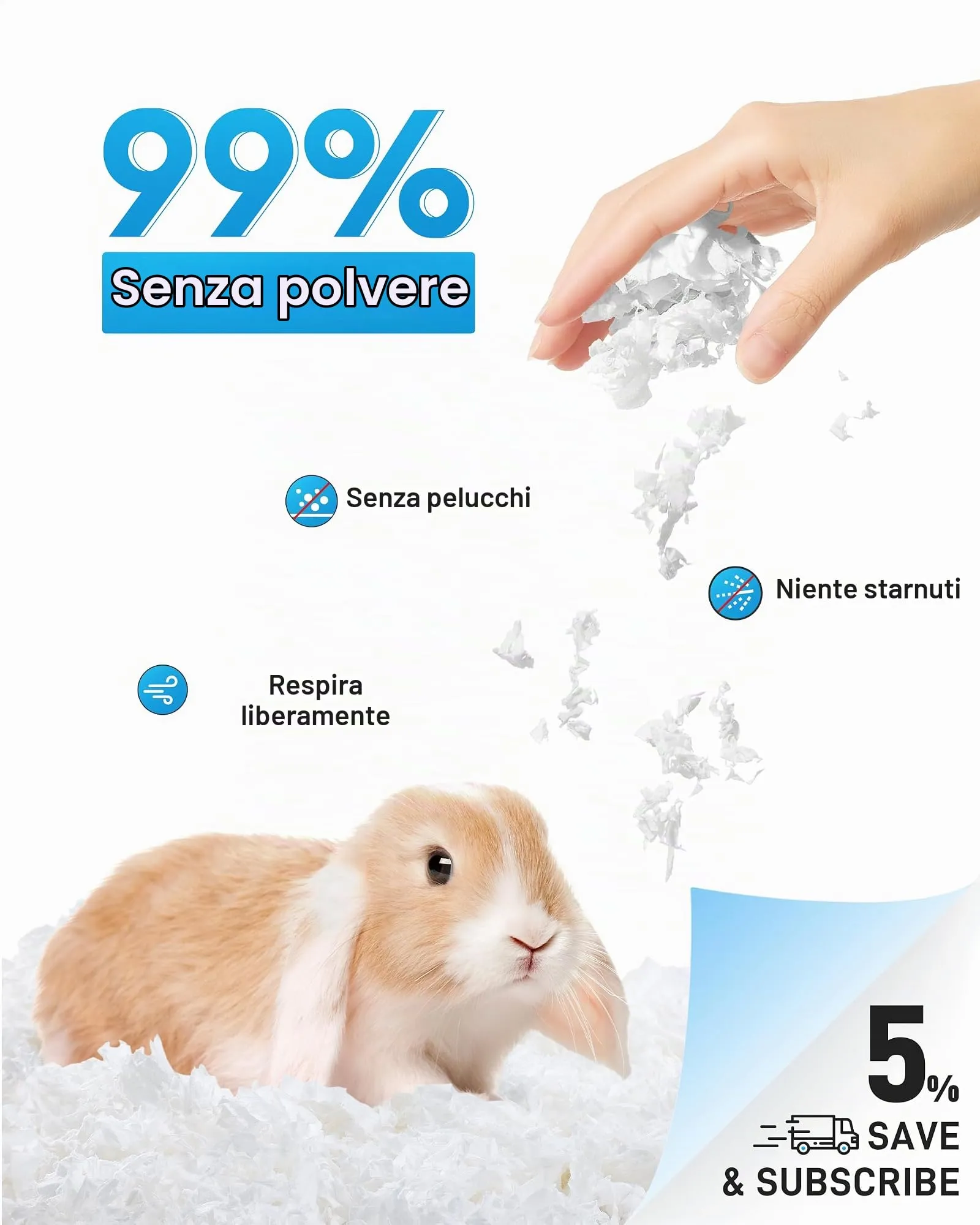 BUCATSTATE Lettiera in Carta per Criceti, Conigli Nani e Piccoli Animali, 70L - immagine 2