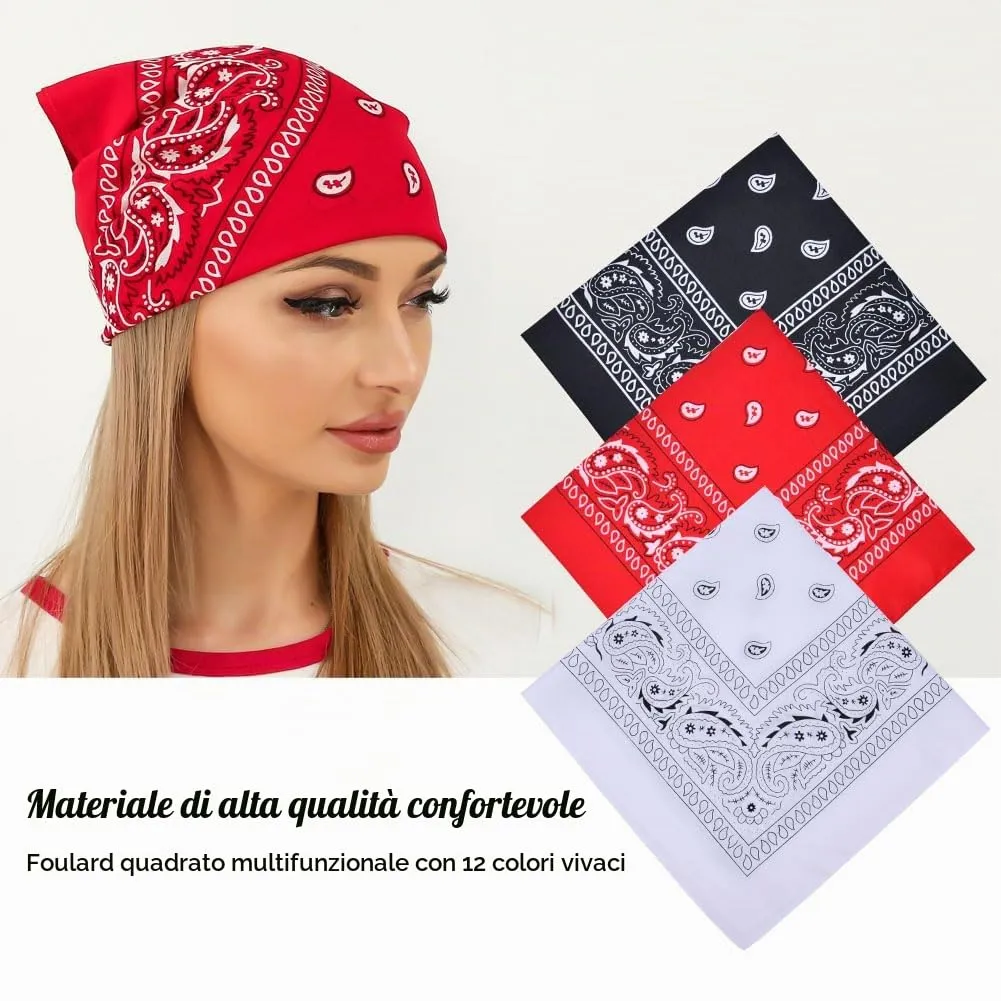 Aomig Set di 3 Bandane Paisley Multicolori, 55 x 55 cm - immagine 4