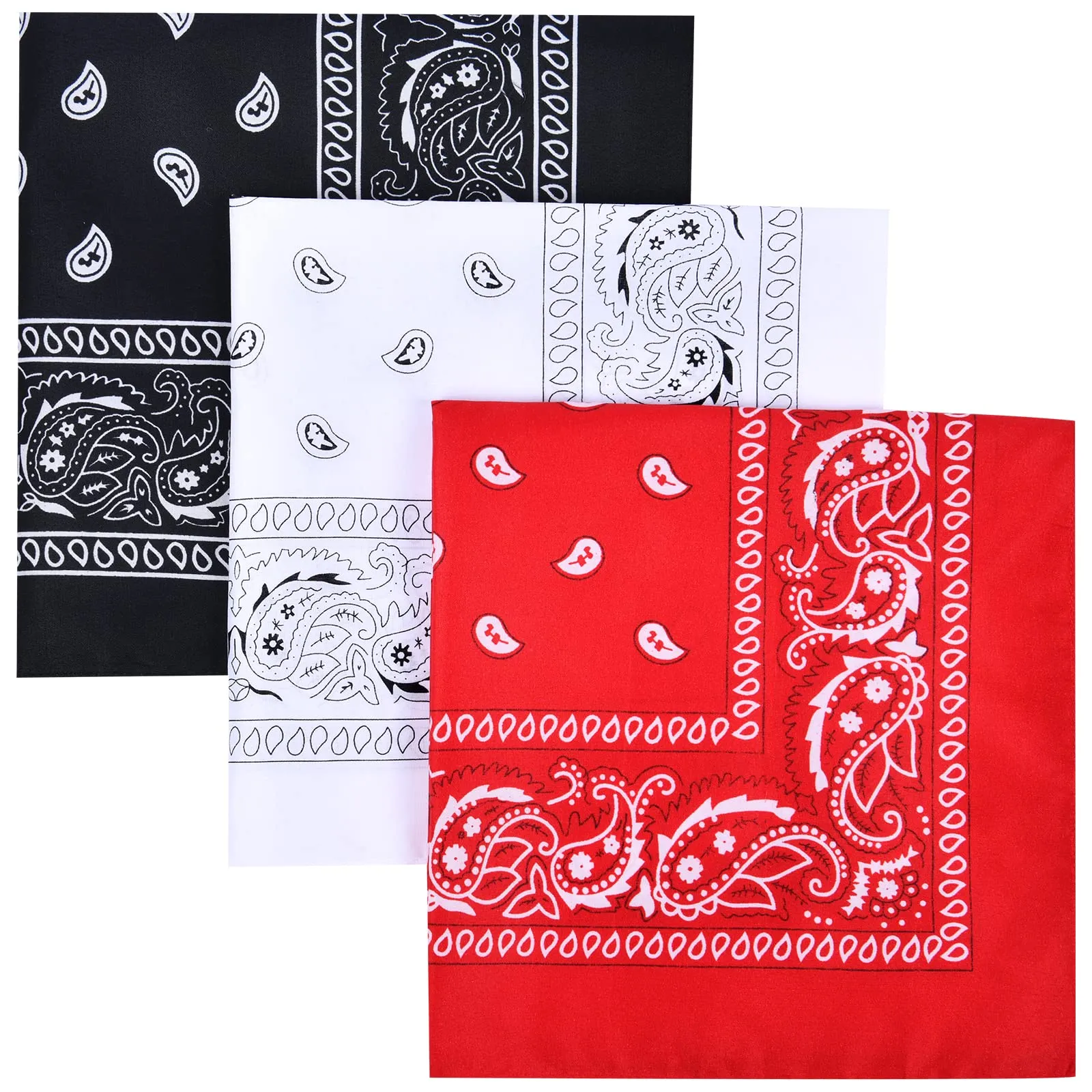 Aomig Set di 3 Bandane Paisley Multicolori, 55 x 55 cm - immagine 8