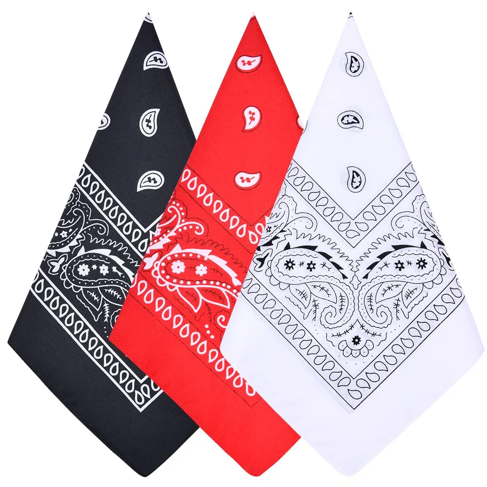 Aomig Set di 3 Bandane Paisley Multicolori, 55 x 55 cm - immagine 9