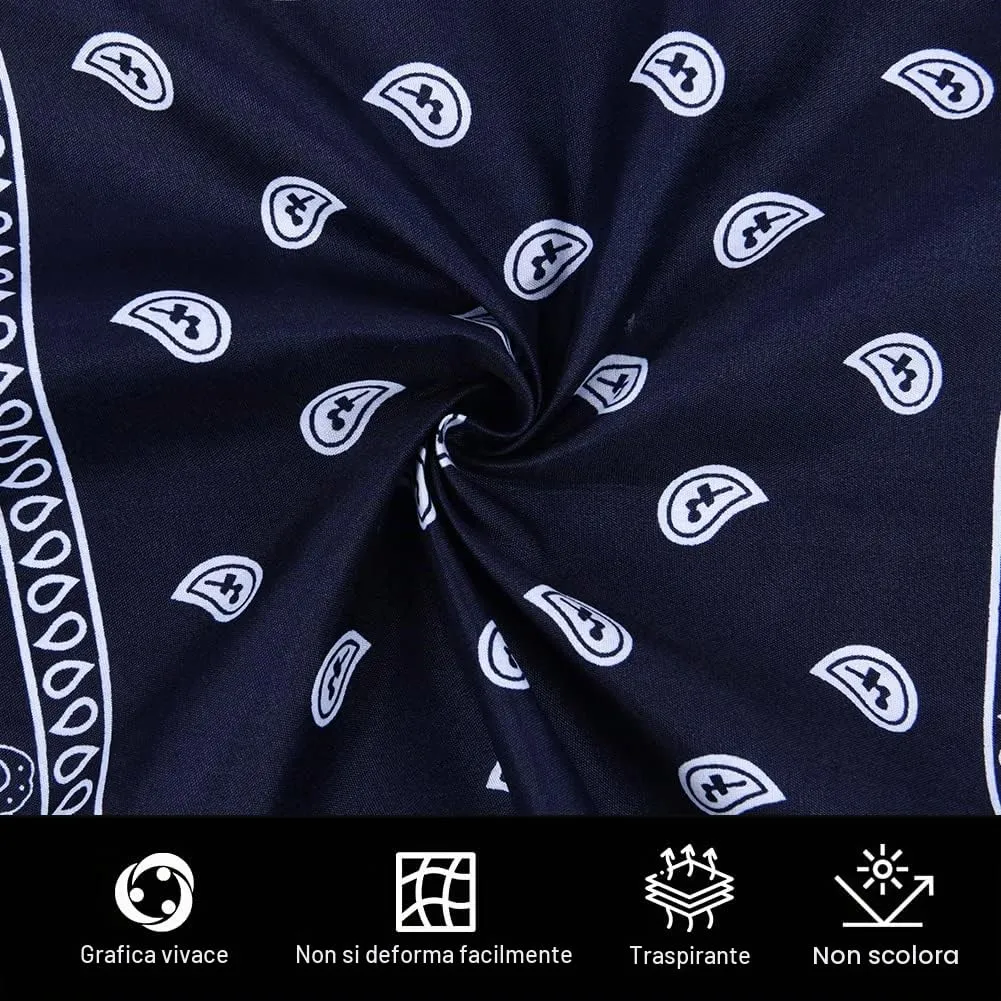 Aomig Bandana Blu Navy Paisley, 55 x 55 cm - immagine 3