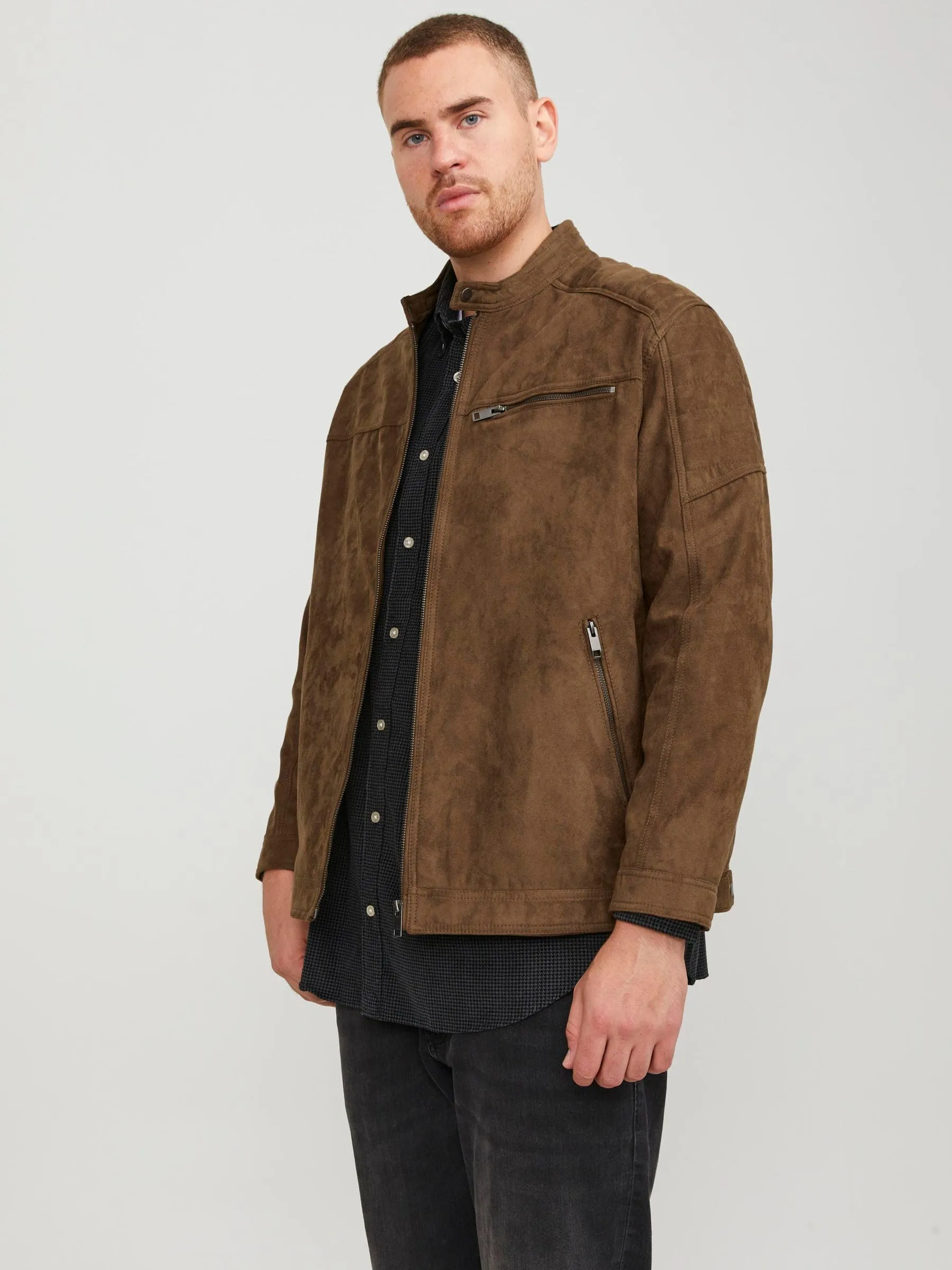 Jack & Jones Giacca Biker in Similpelle Cognac, 6XL Plus - immagine 2