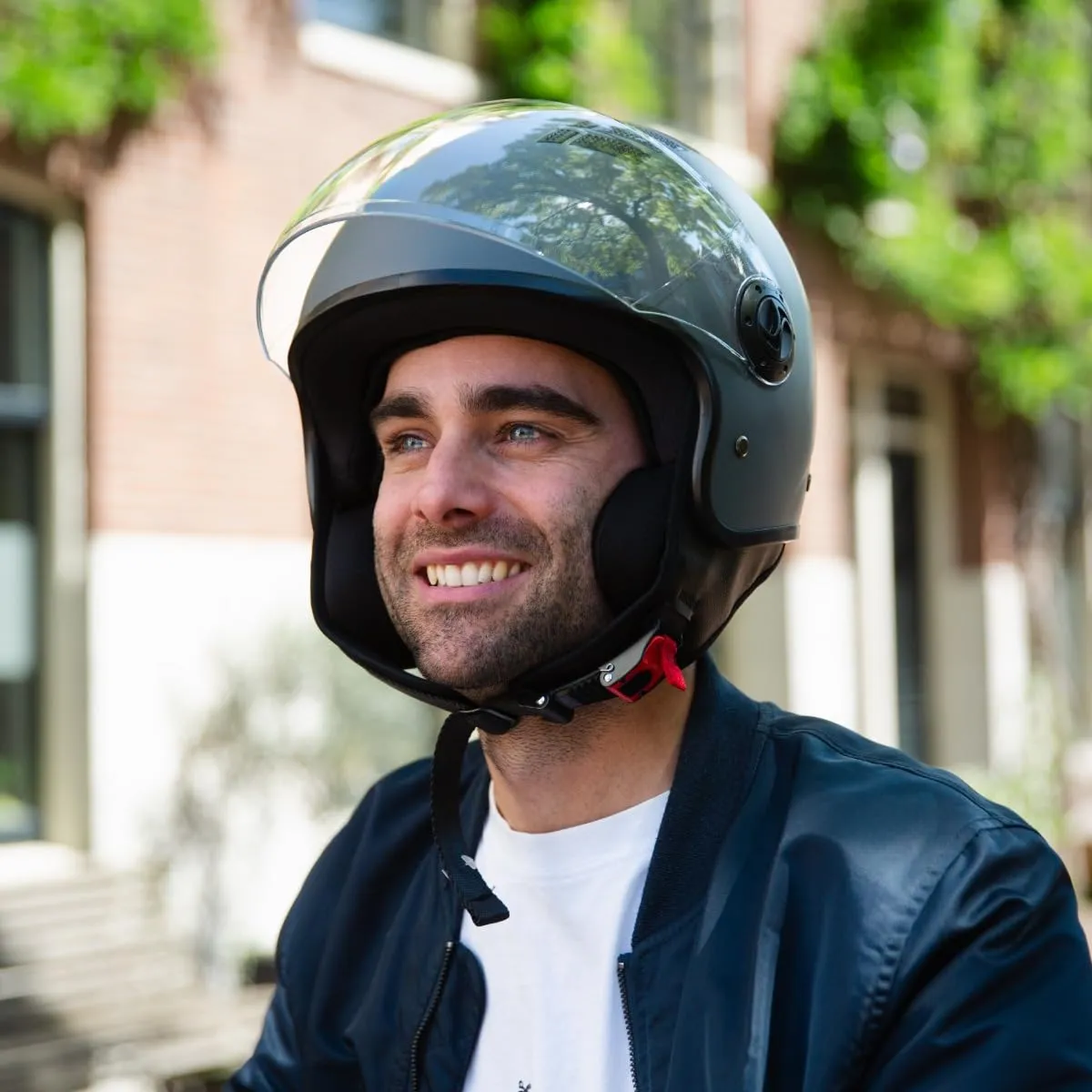 Vinz Como Casco Jet con Visiera ECE 22.06 - Titanio - immagine 8