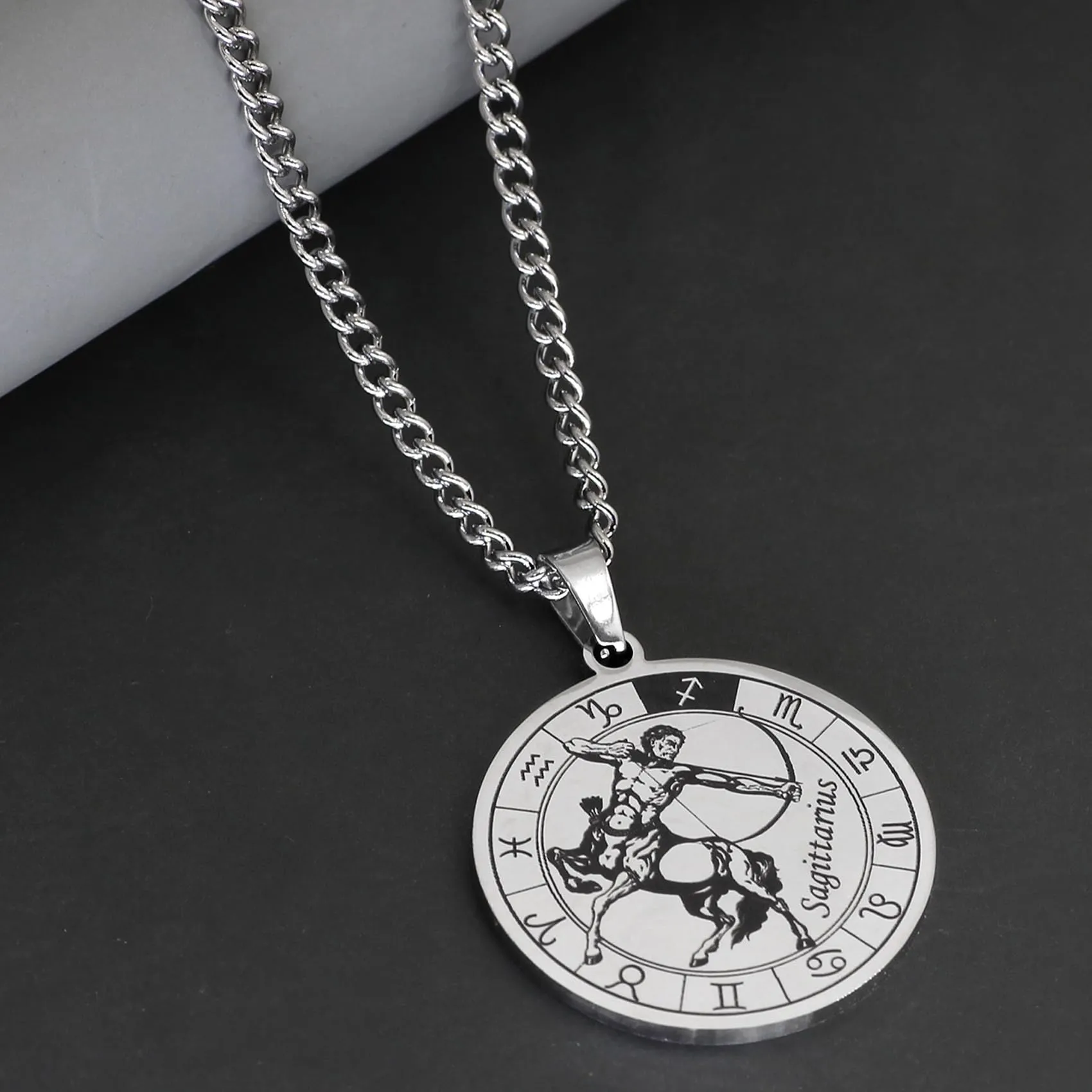 Caimeytie Set Collana e Bracciale Segno Zodiacale in Acciaio Inox, 60cm e 19cm - immagine 6