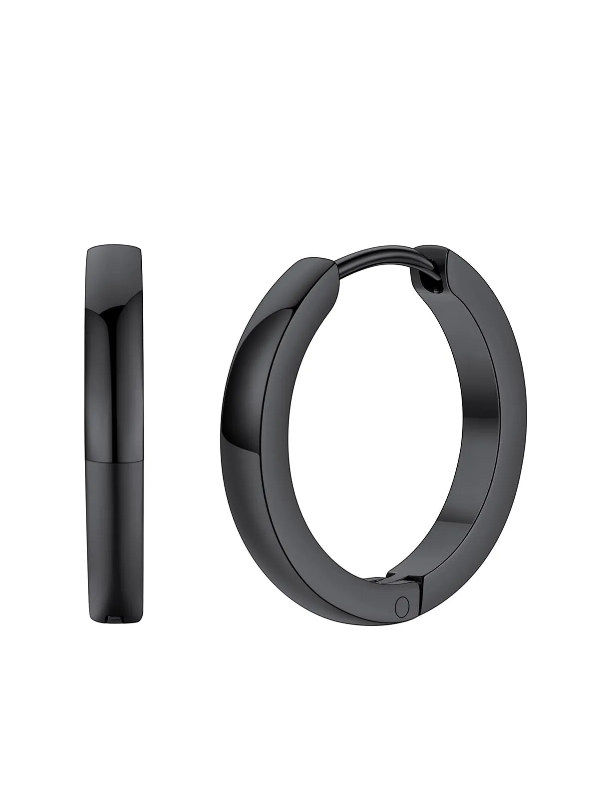 FaithHeart Orecchini Cerchio Angolato Nero 16mm Huggie in Acciaio Chirurgico 316L - immagine 1