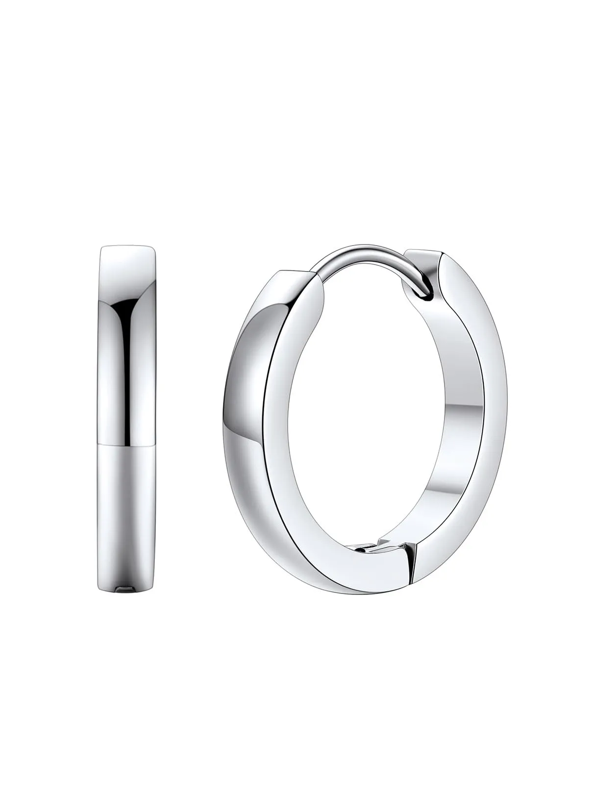 FaithHeart Orecchini Cerchio Angolato Nero 14mm Huggie in Acciaio Chirurgico 316L - immagine 1