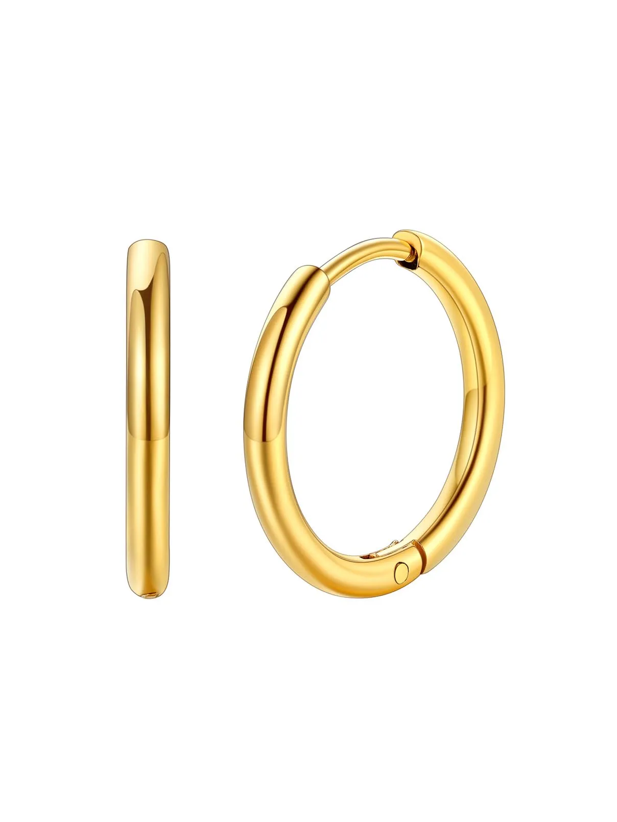 FaithHeart Orecchini Huggie a Cerchio in Acciaio Chirurgico 316L, 14mm, Oro - immagine 1