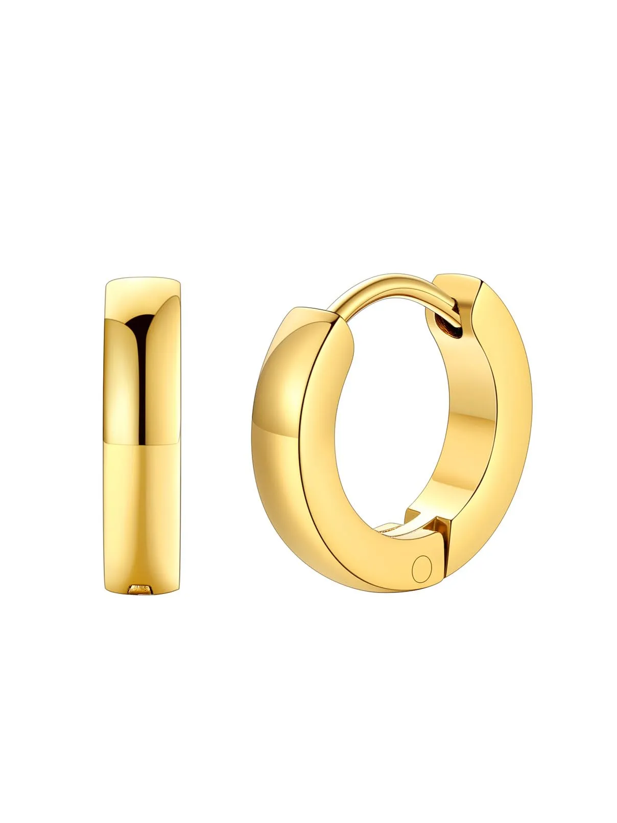 FaithHeart Orecchini a Cerchio Angolato Oro 9mm Huggie in Acciaio Chirurgico 316L - immagine 1