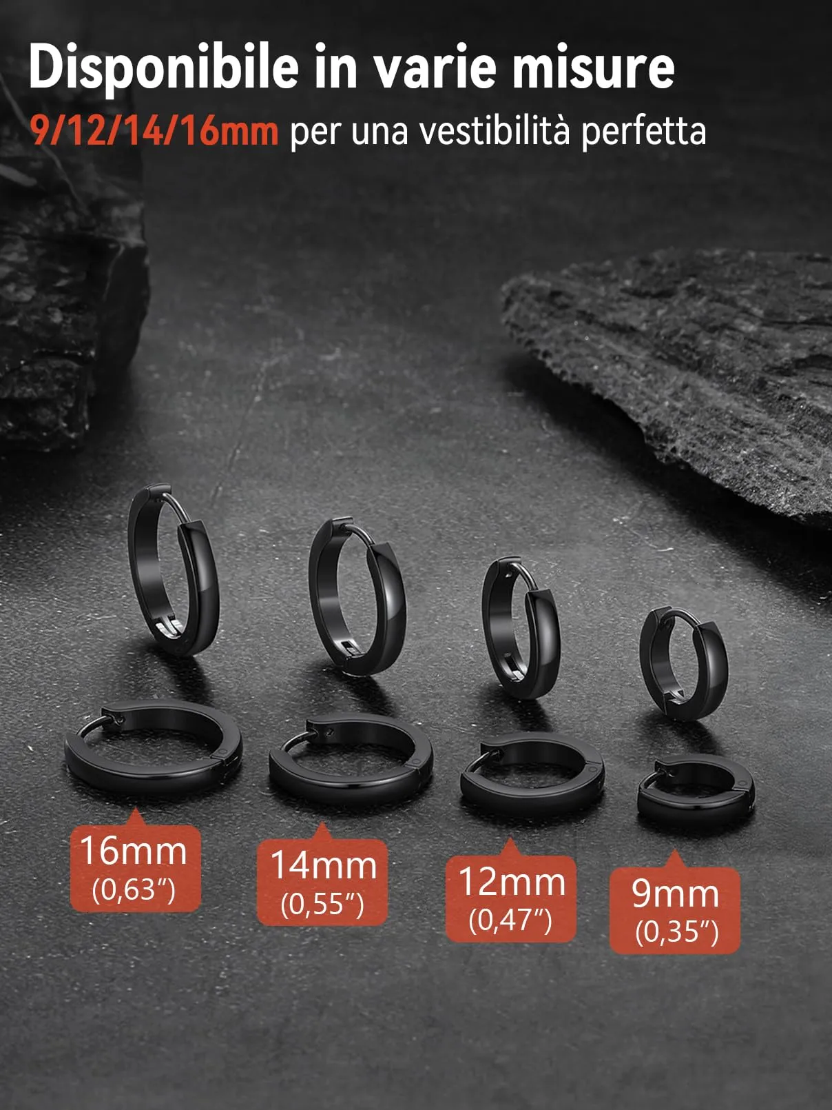 FaithHeart Orecchini a Cerchio Angolati in Acciaio Inossidabile Argento 9mm - immagine 8