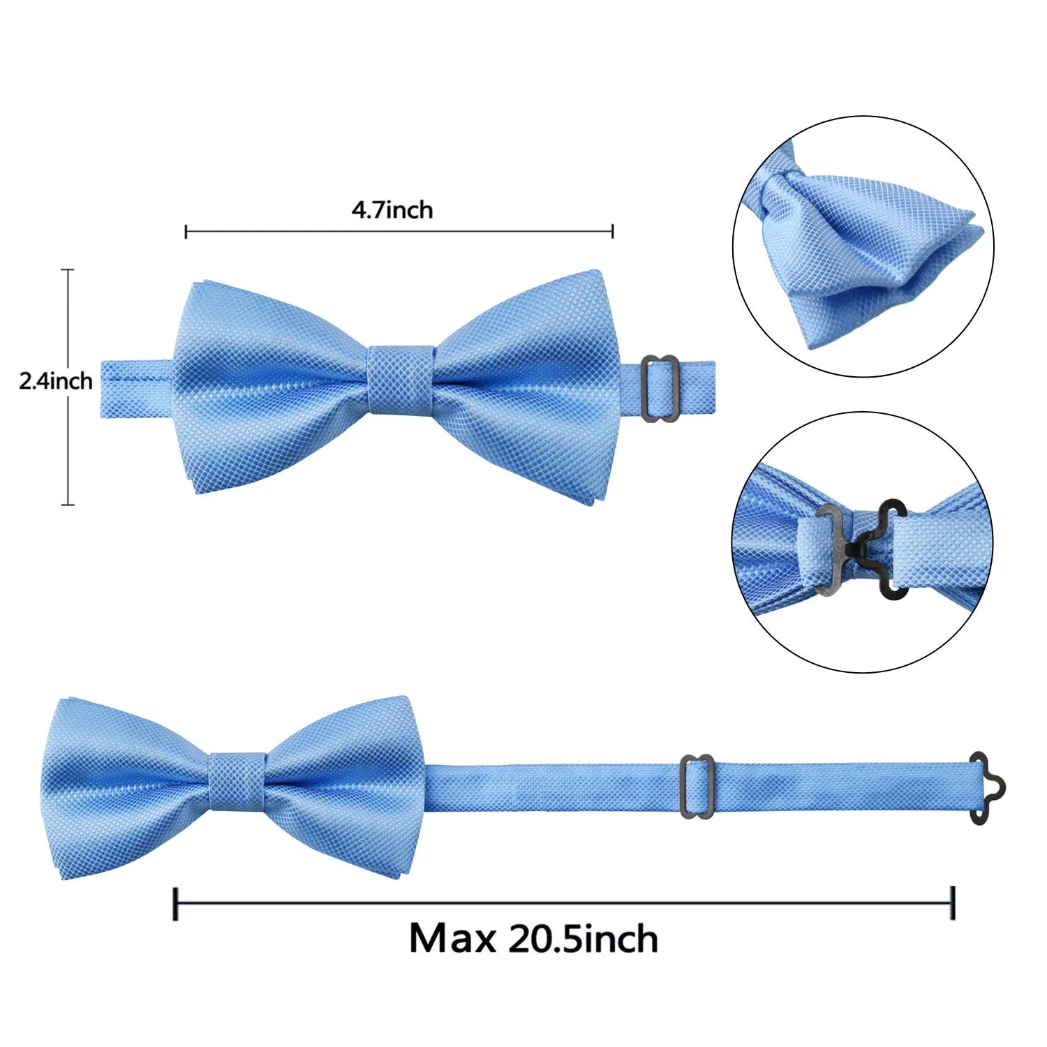 Alizeal Pre-tied Bow Tie, Cufflinks and Pocket Square Set - Caffè - immagine 5