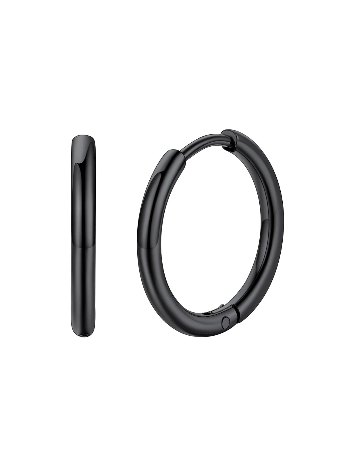 FaithHeart Orecchini Huggie Cerchi Nero 14mm in Acciaio Chirurgico 316L - immagine 1