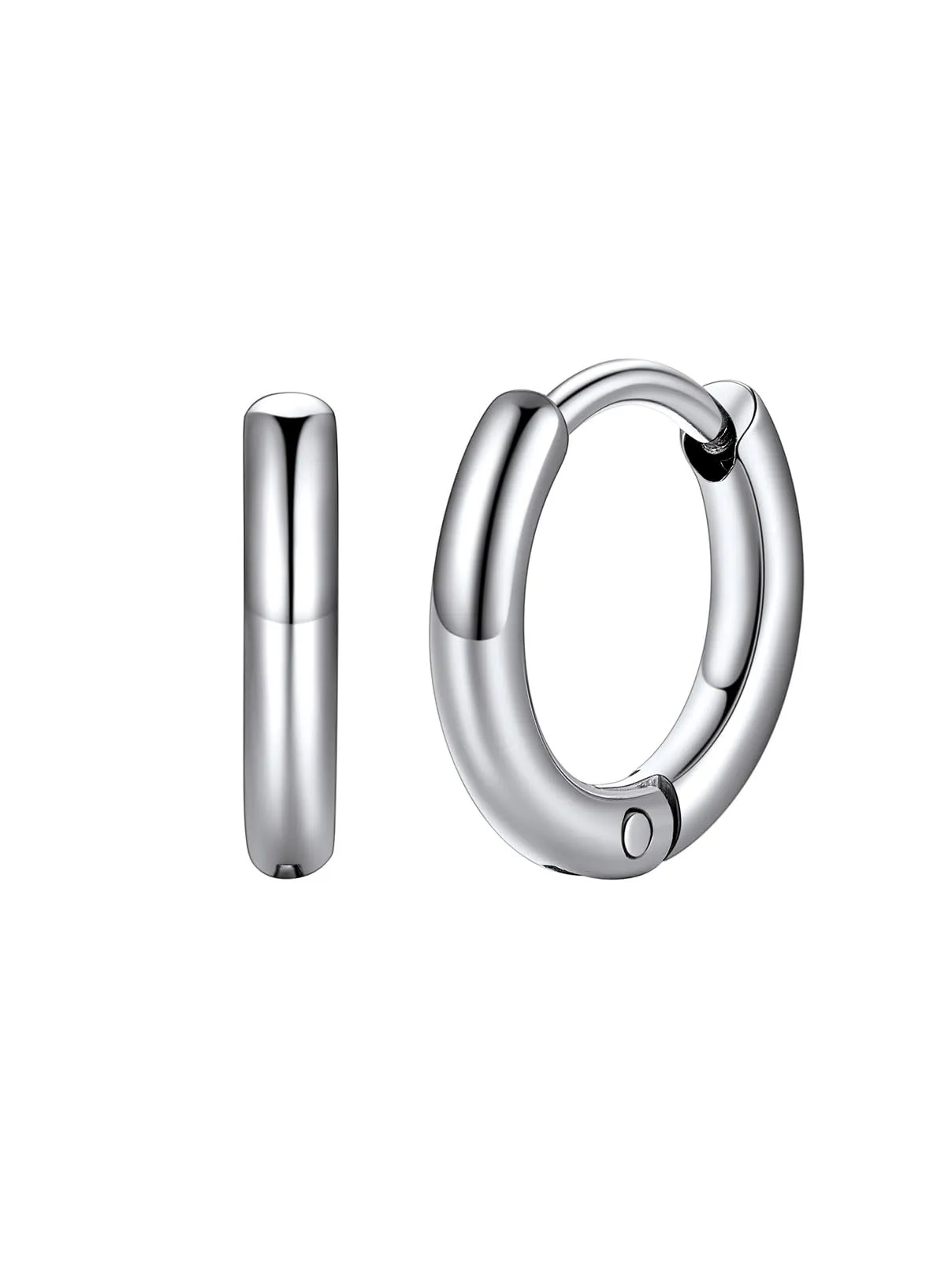 FaithHeart Orecchini a Cerchio Huggie in Acciaio Chirurgico 316L, 8mm, Argento - immagine 1