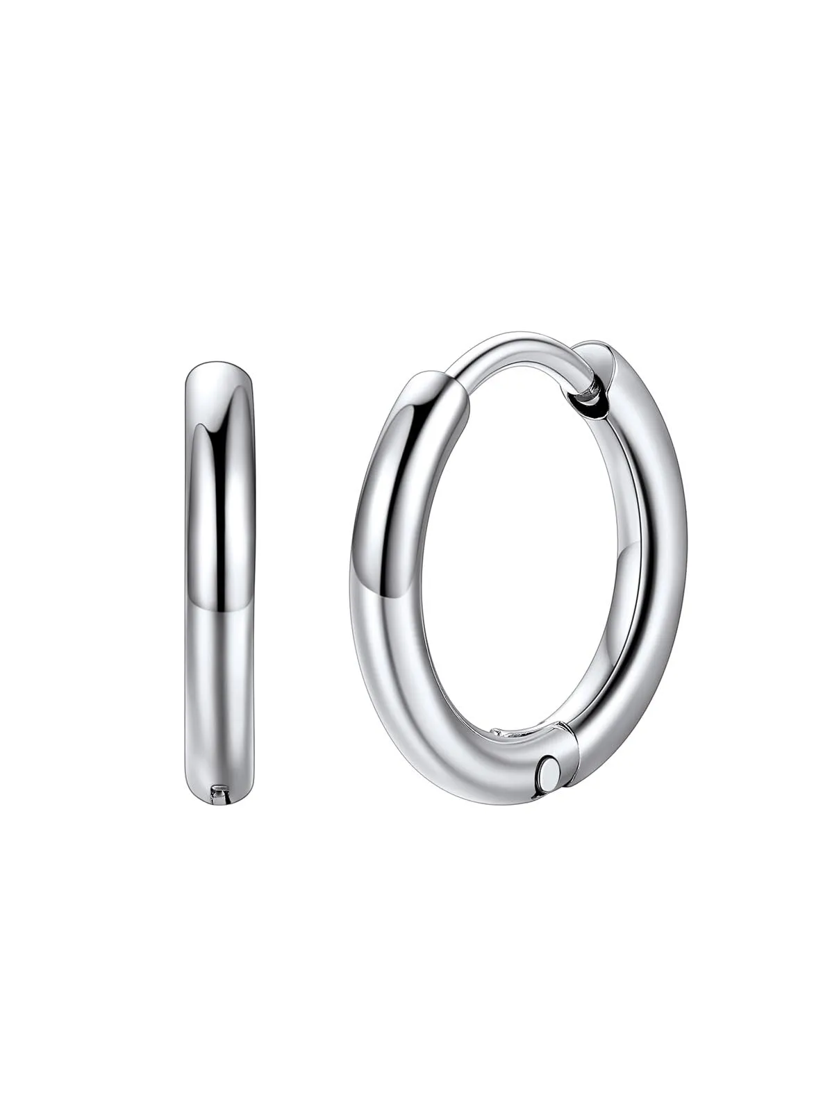 FaithHeart Orecchini a Cerchio Huggie in Acciaio Chirurgico 316L Argento 10mm - immagine 1