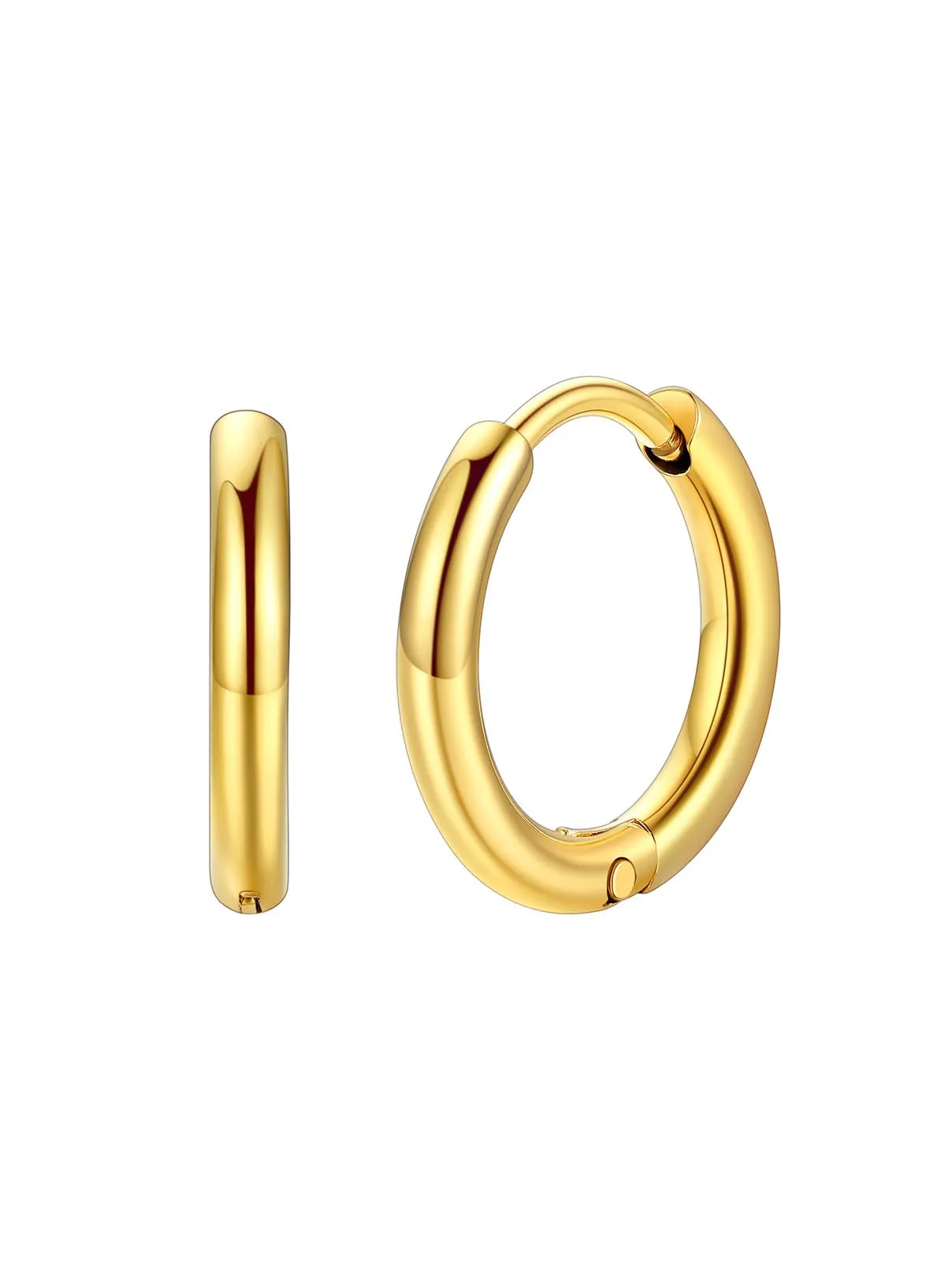 FaithHeart Orecchini Huggie in Acciaio Chirurgico 316L Oro 10mm - immagine 1