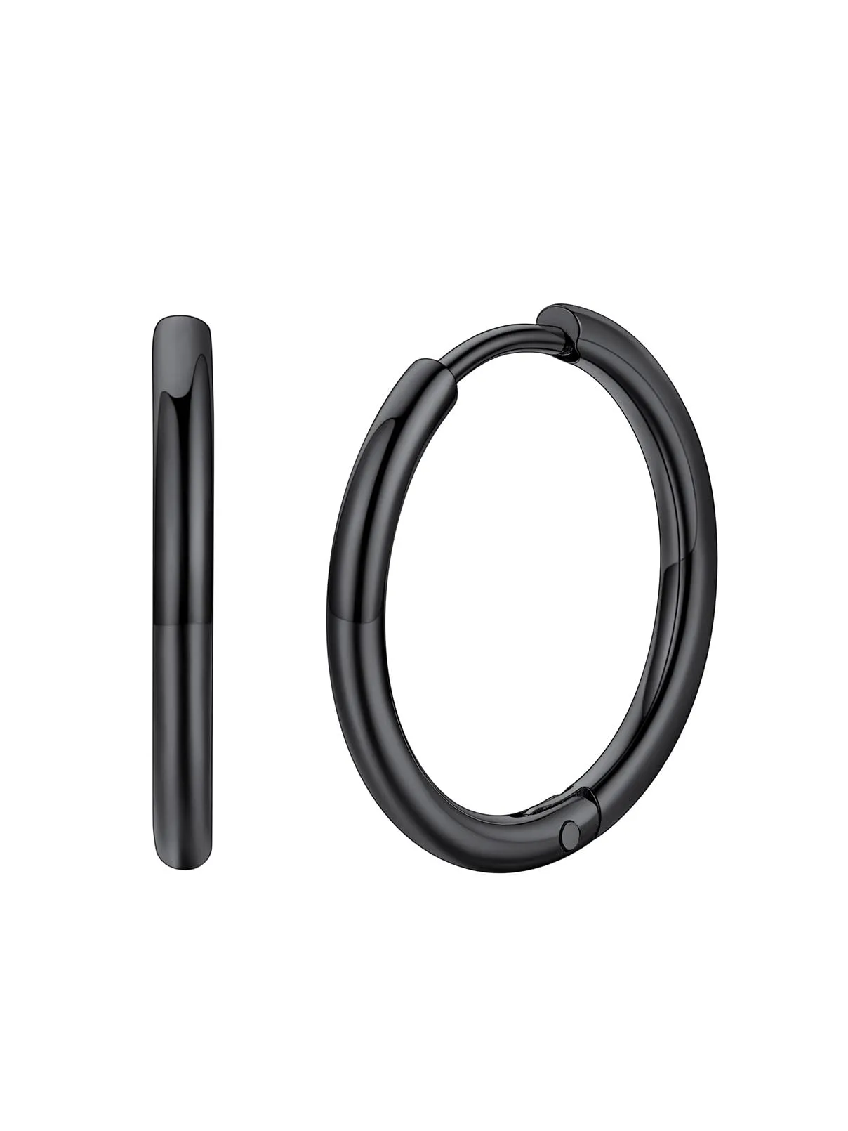 FaithHeart Orecchini Huggie Cerchi Nero 16mm in Acciaio Chirurgico 316L - immagine 1