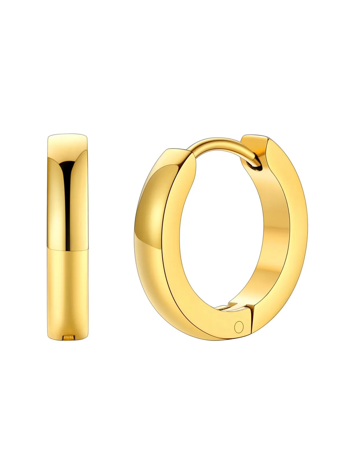FaithHeart Orecchini a Cerchio Angolato Oro 12mm Huggie in Acciaio Chirurgico 316L - immagine 1