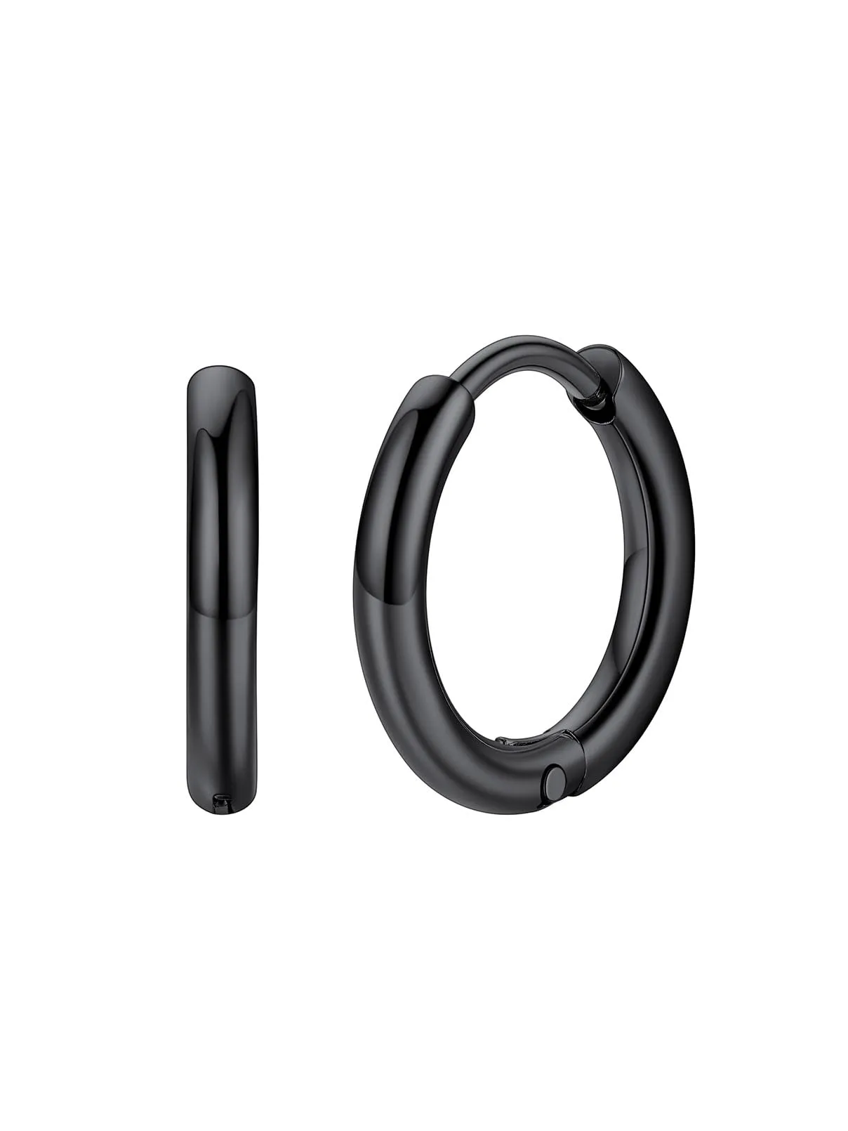 FaithHeart Orecchini Huggie Cerchi Nero 10mm Acciaio Chirurgico 316L - immagine 1