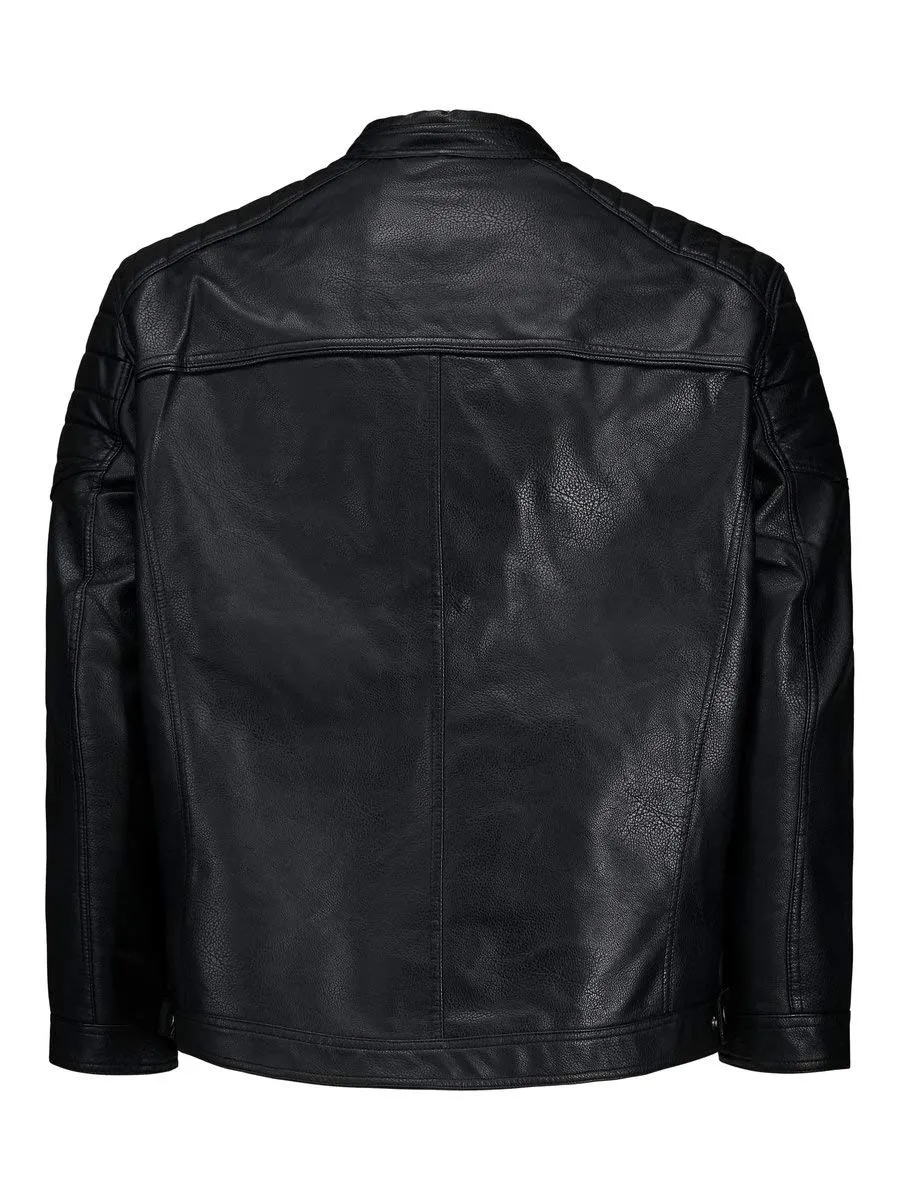 Jack & Jones Giacca Biker in Finta Pelle Scamosciata, Cognac, 5XL Plus - immagine 8