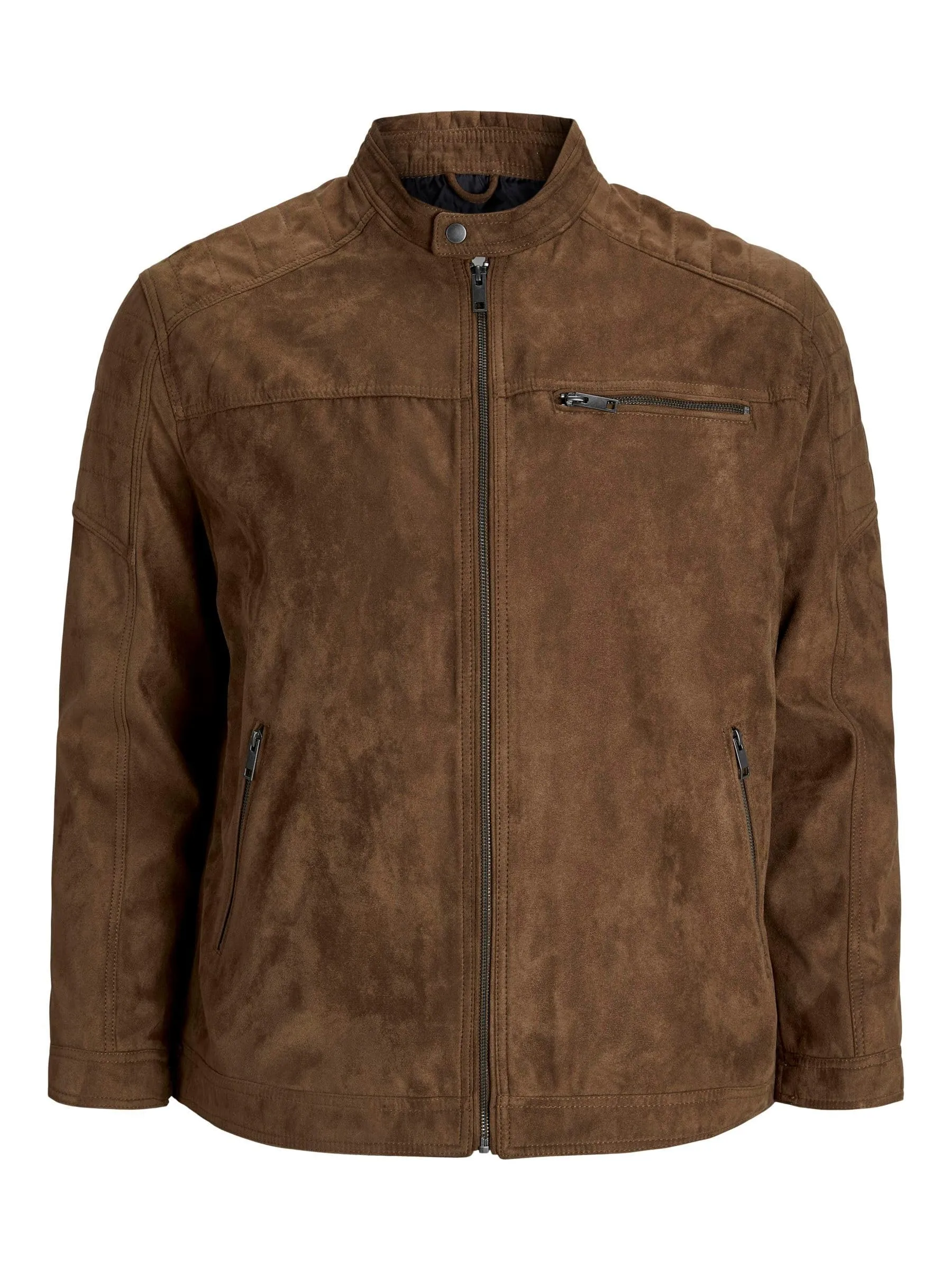 Jack & Jones Giacca da Motociclista in Finta Pelle Scamosciata Cognac, 3XL - immagine 1