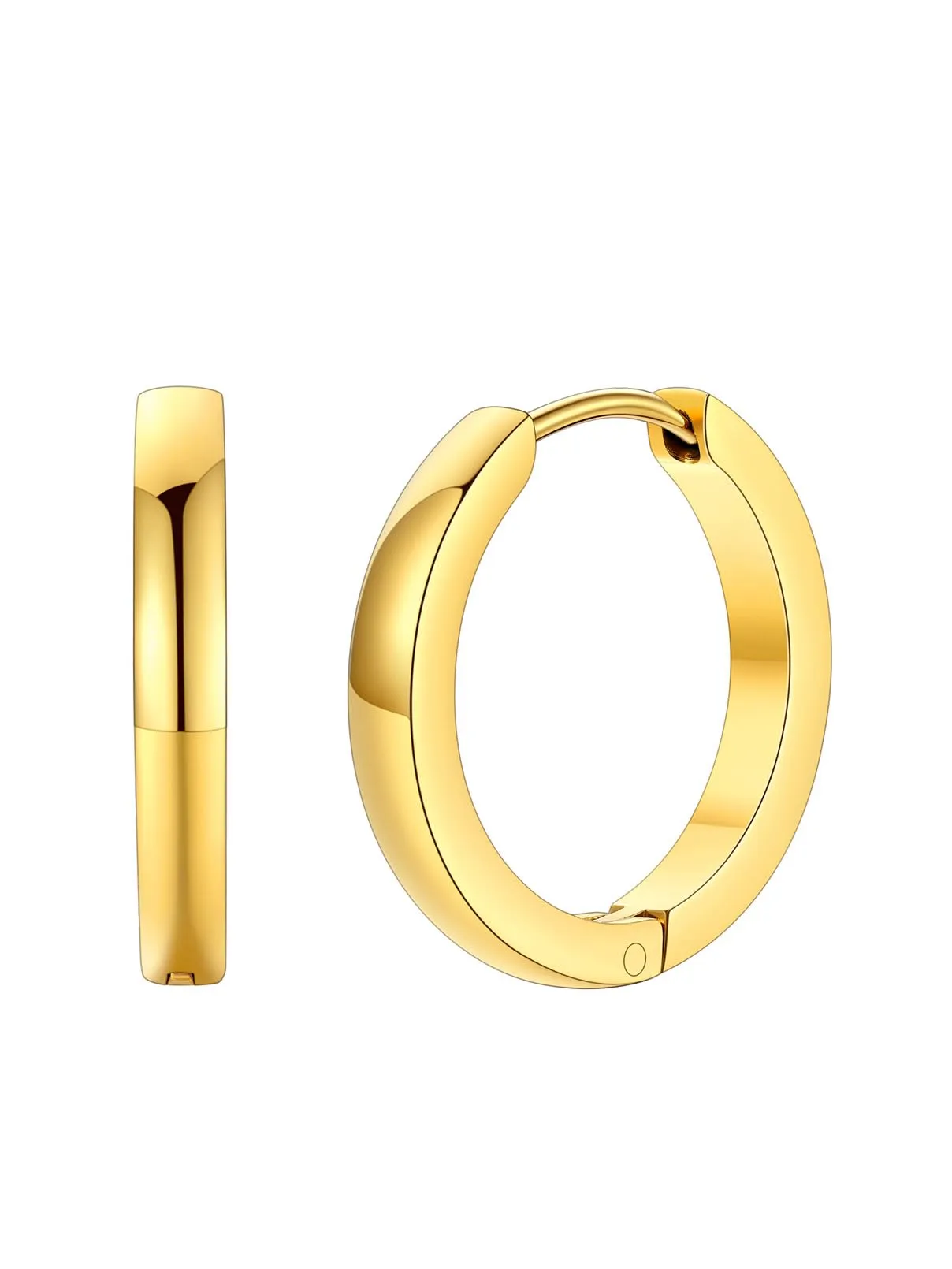 FaithHeart Orecchini a Cerchio Angolato Oro 16mm Huggie in Acciaio Chirurgico 316L - immagine 1