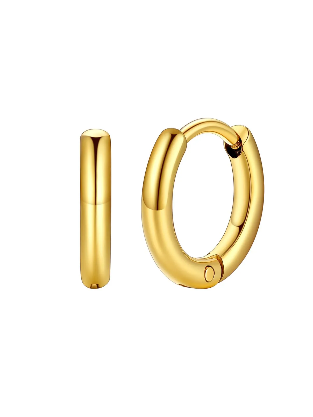 FaithHeart Orecchini Huggie a Cerchio in Acciaio Chirurgico 316L, Oro, 8mm - immagine 1
