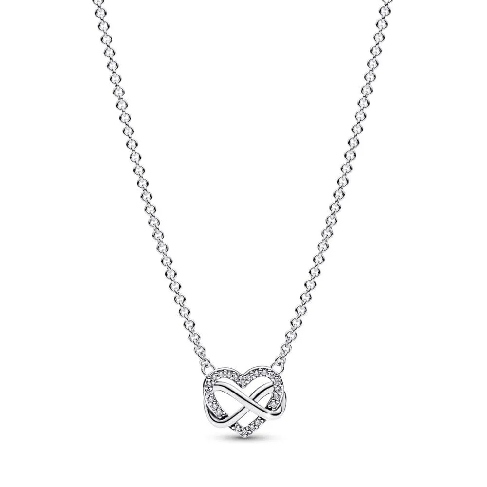 Pandora Moments Collana con pendente a cuore infinito in argento sterling e zirconia cubica, 50 cm, 392666C01-50 - immagine 2