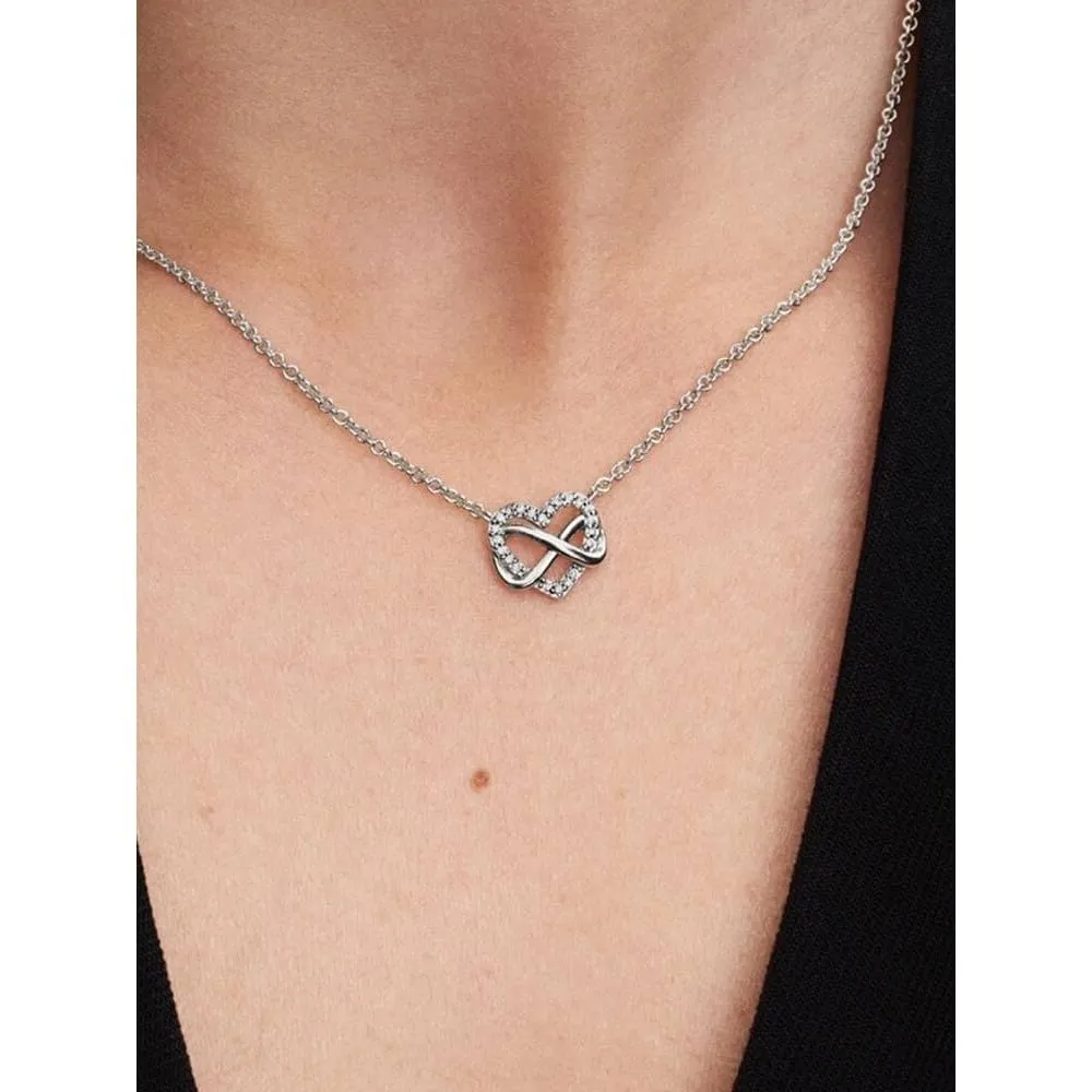 Pandora Moments Collana con pendente a cuore infinito in argento sterling e zirconia cubica, 50 cm, 392666C01-50 - immagine 4