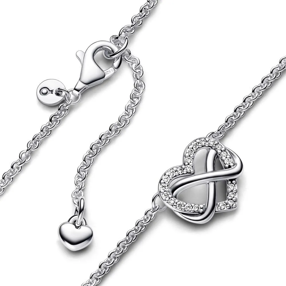 Pandora Moments Collana con pendente a cuore infinito in argento sterling e zirconia cubica, 50 cm, 392666C01-50 - immagine 5