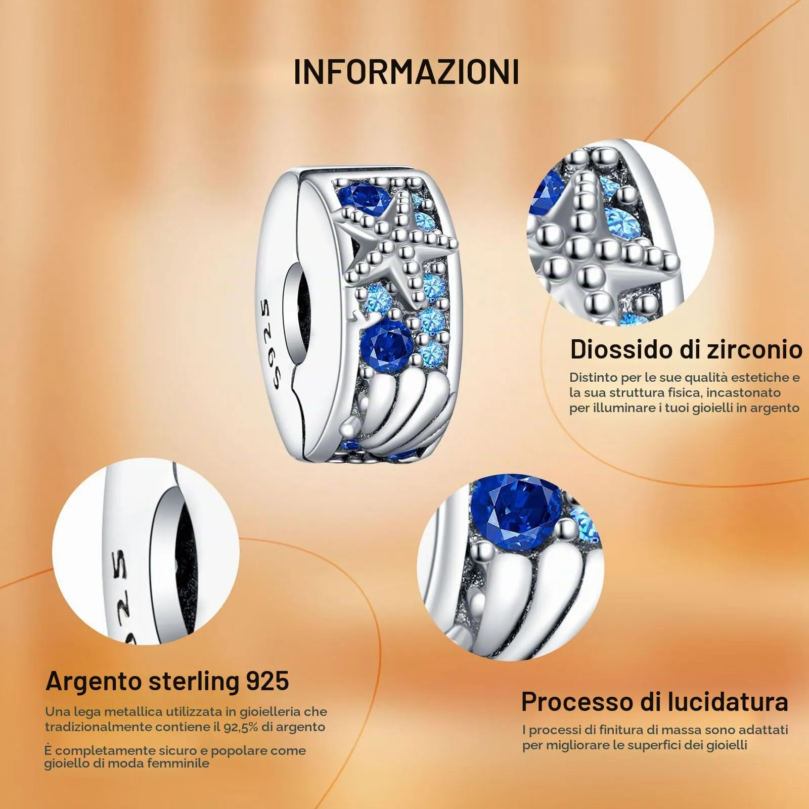 Rimgoris Argento 925 Charm Conchiglia e Stella Marina per Bracciali e Collane, Set da 2 pezzi - immagine 5