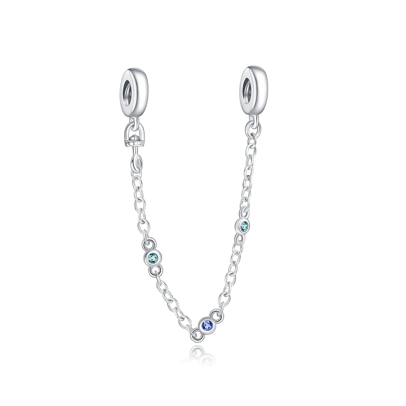 Rimgoris Argento 925 Charm per Donna, Catena di Sicurezza con Tripla Pietra Blu per Bracciali e Collana - immagine 1