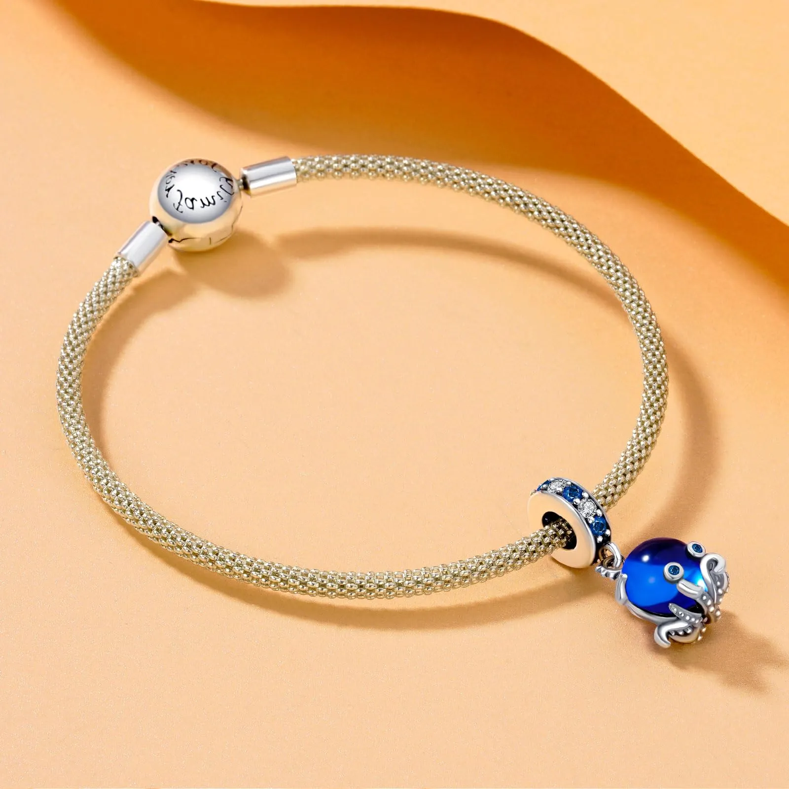Rimgoris Argento 925 Charm Oceano Octopus Blue Gem per Bracciali e Collana - immagine 3