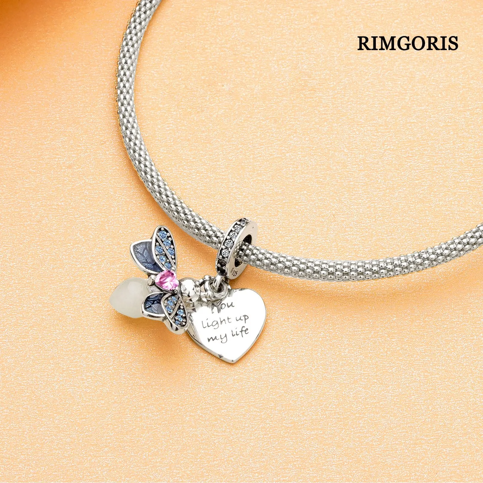 Rimgoris 925 Sterling Silver Lucciola Glow-At-Night Dangle Charm for Bracelets and Necklaces - immagine 4