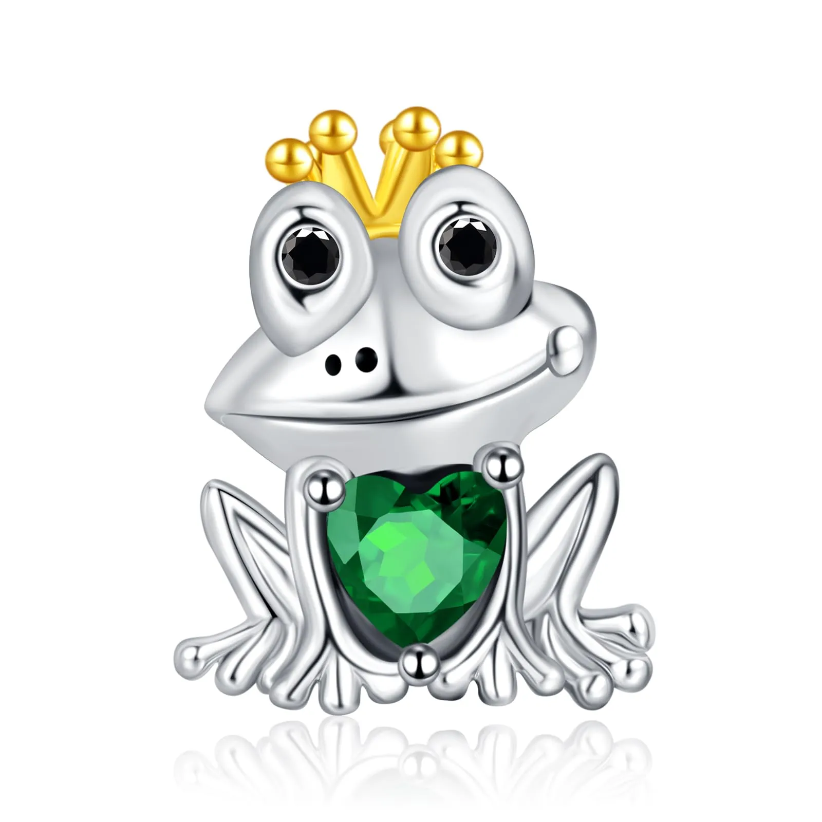 Rimgoris Charm in Argento Sterling 925 Rana Principessa Corona per Bracciali e Collane - immagine 1
