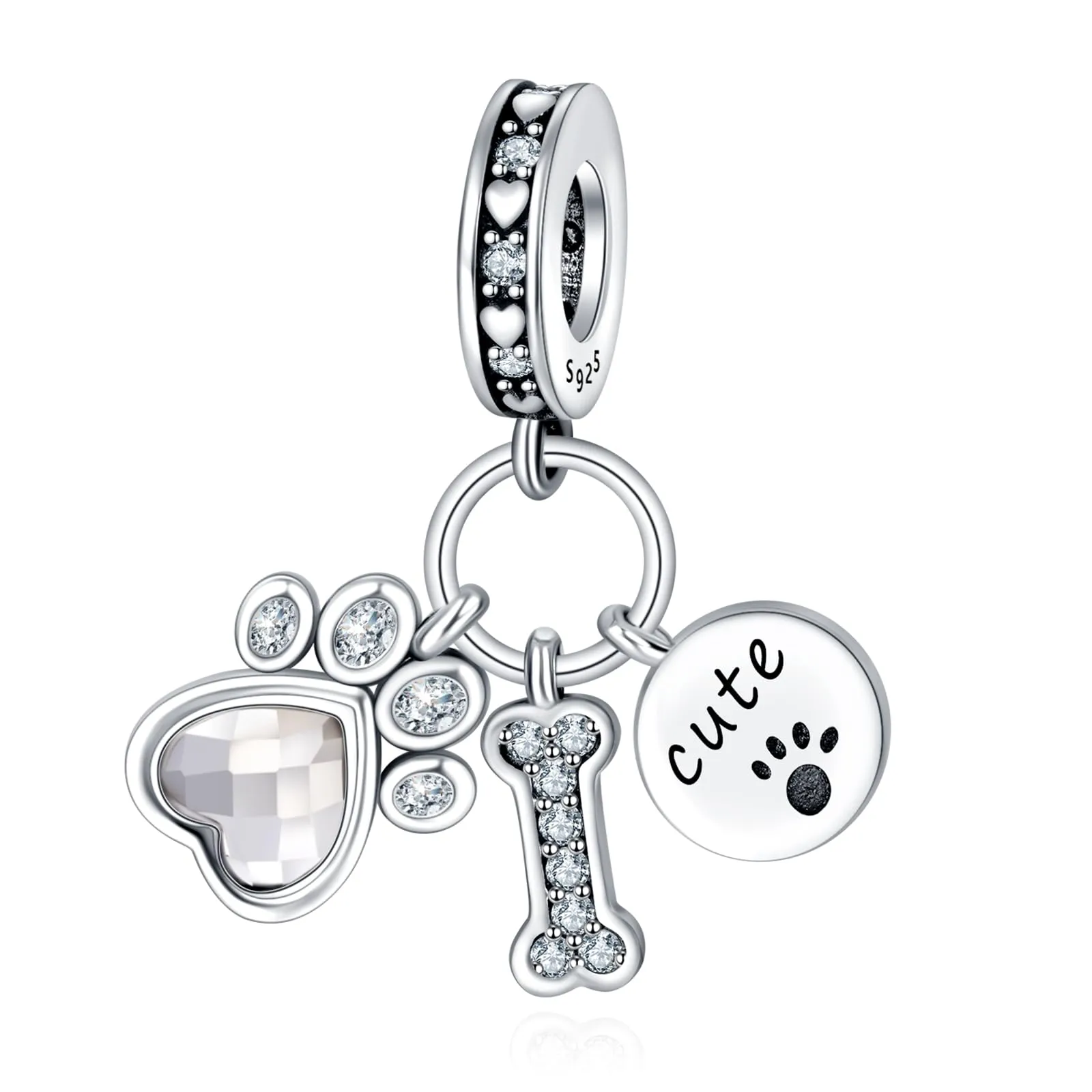 Rimgoris Charm Zampa d'osso in Argento Sterling 925 per Bracciali e Collane - immagine 1