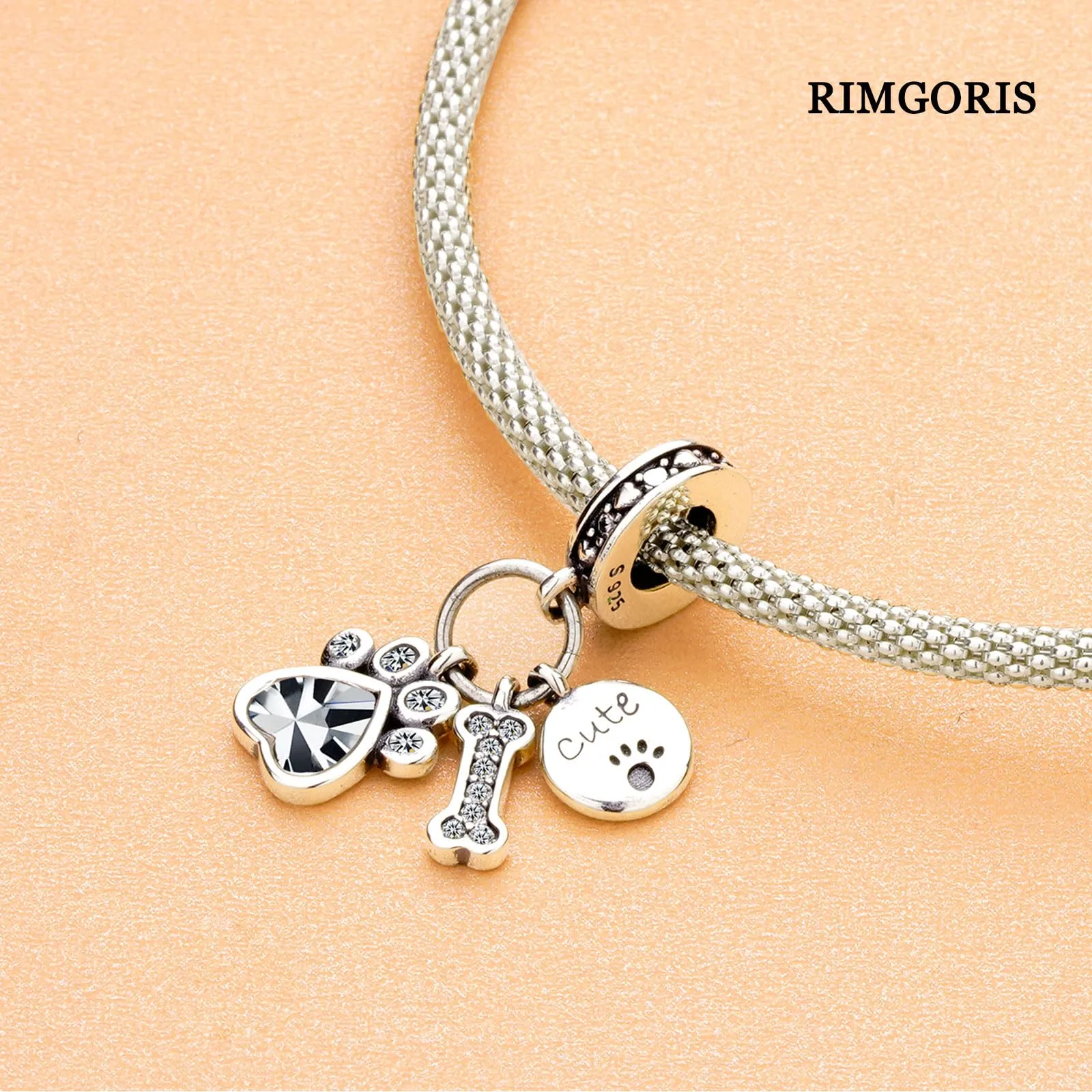 Rimgoris Charm Zampa d'osso in Argento Sterling 925 per Bracciali e Collane - immagine 4