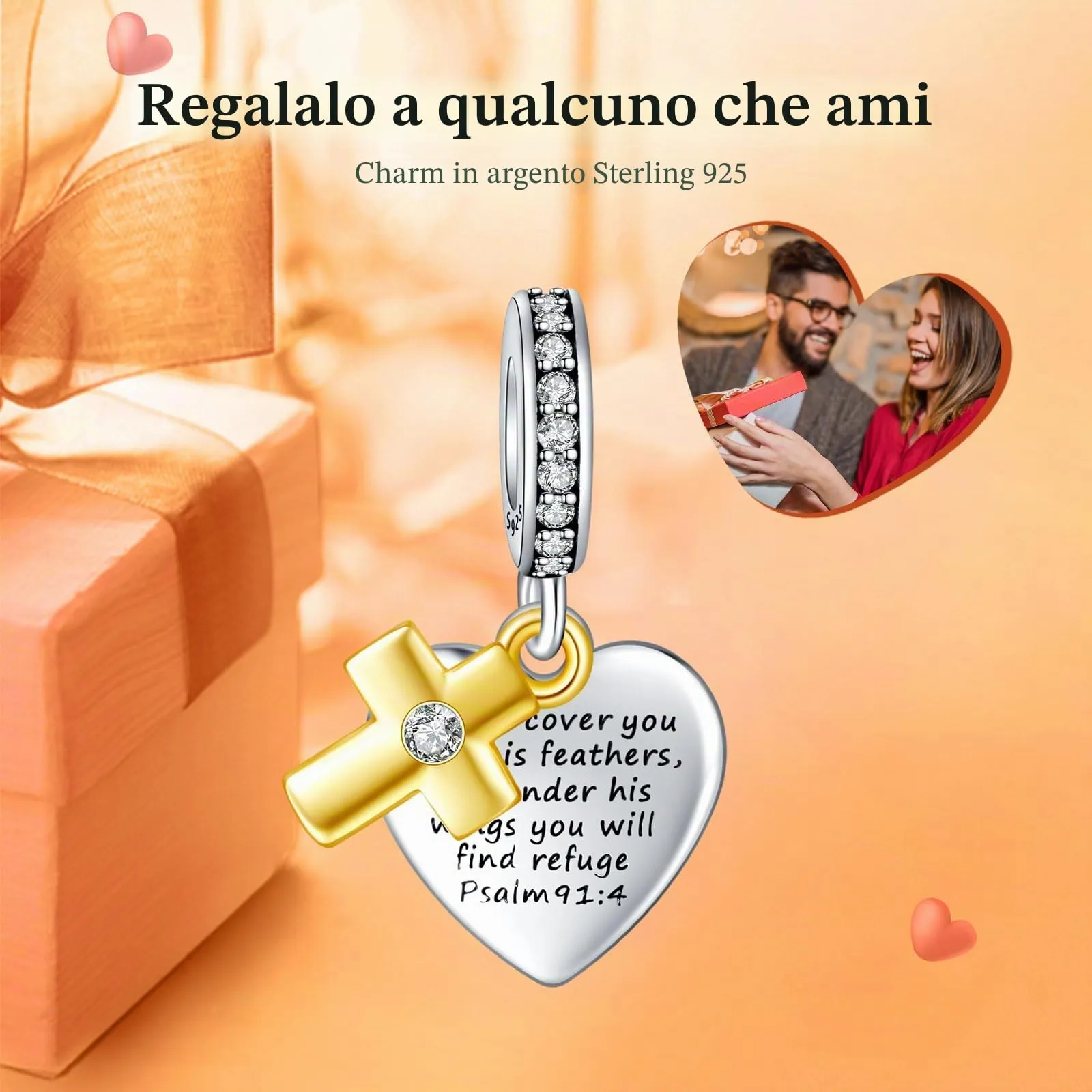 Rimgoris 925 Argento Sterling Charm Croce Citazioni Bibbia per Bracciali e Collane Donna - immagine 2