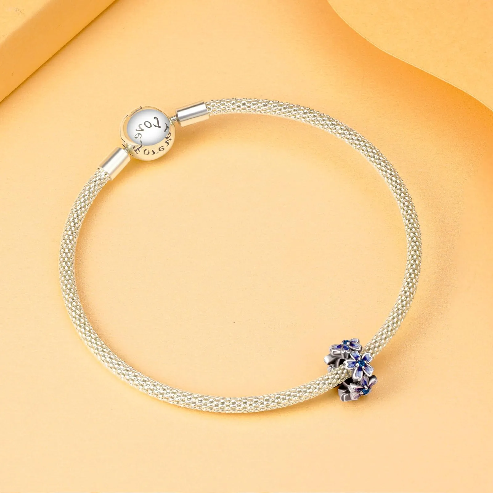 Rimgoris Breloque en argent 925 Fleur de Pensée Bleue pour bracelets et colliers - immagine 3