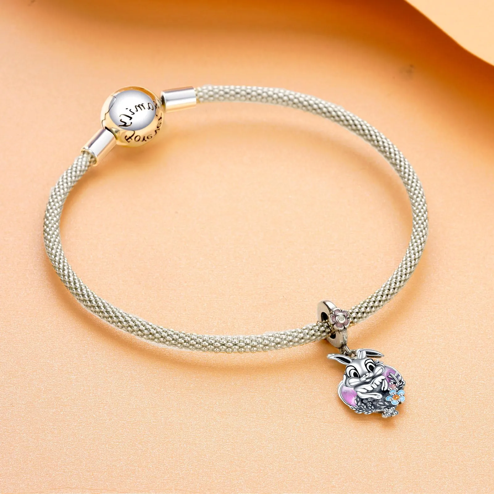 Rimgoris 925 Sterling Silver Rabbit Heart Flower Charm for Women's Bracelets and Necklaces - immagine 4