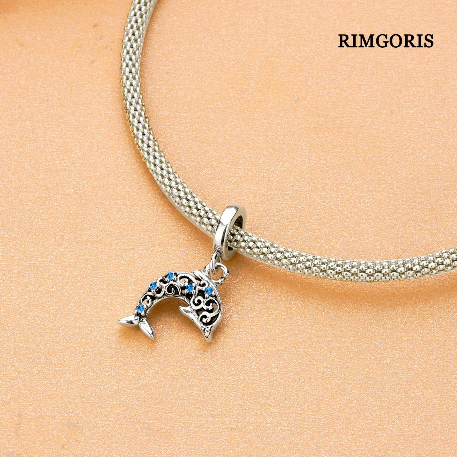 Rimgoris Delfino dell'oceano Charm in argento sterling 925 per bracciali e collane - immagine 4