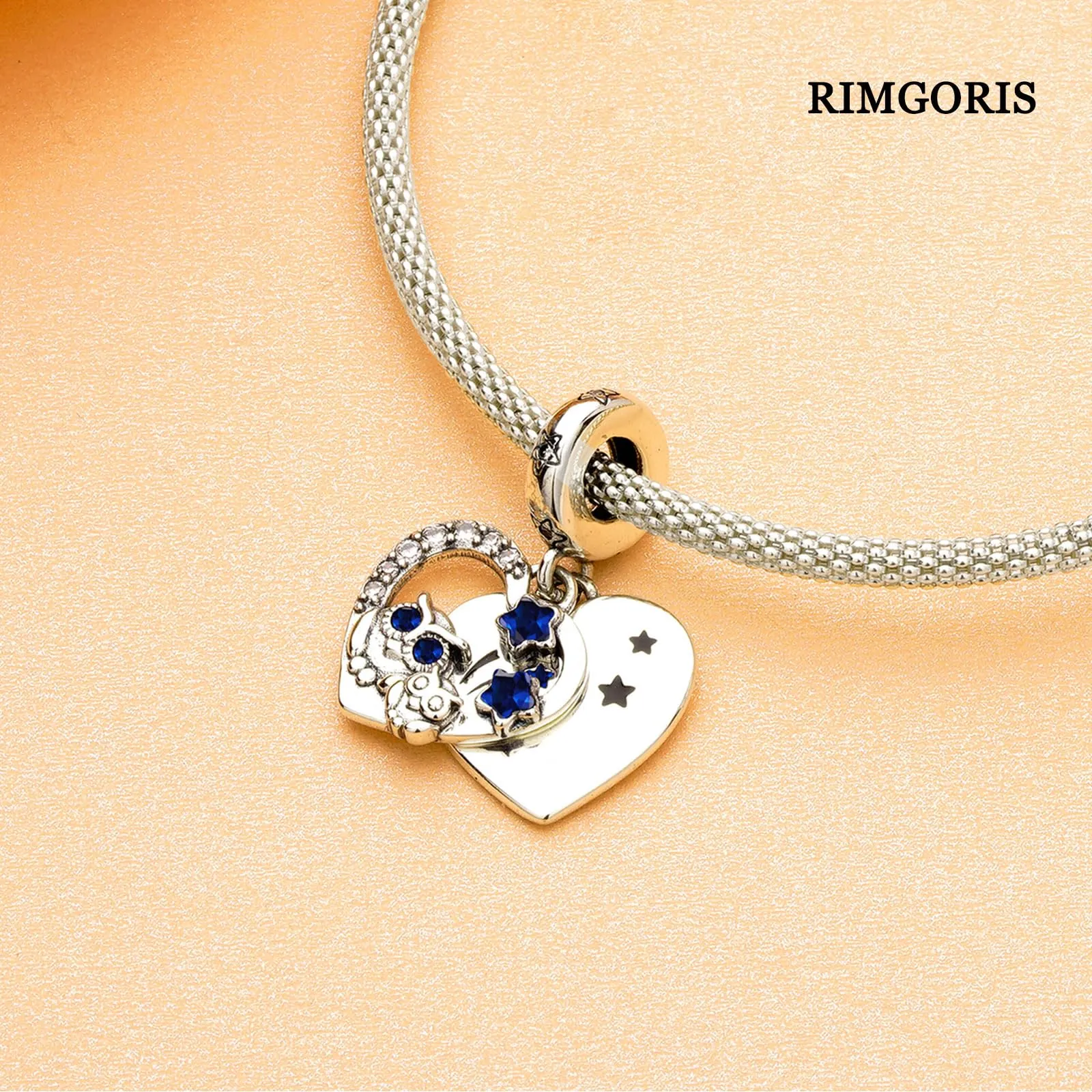 Rimgoris 925 Argento Sterling Charm Gufo Notturno per Bracciali e Collane da Donna - immagine 4