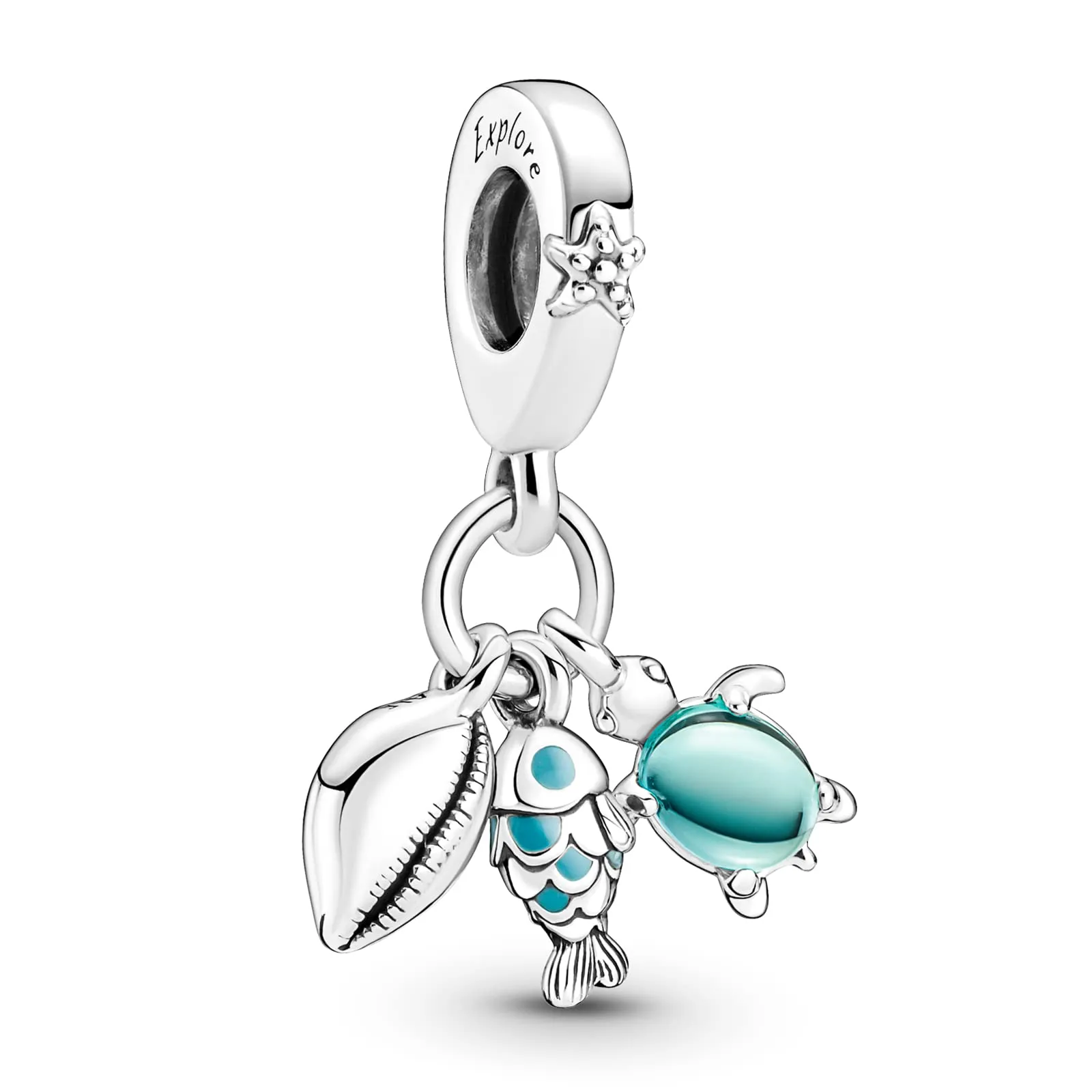 Rimgoris Argento 925 Charm Oceano Tartaruga Conchiglia Pesce Marino per Bracciali e Collana - immagine 1
