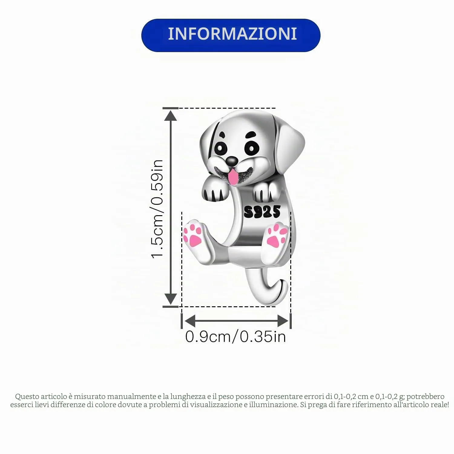 PANPOKI Charms Animali in Argento 925 - Panda, Cane, Gatto, Elefante, Farfalla, Libellula - immagine 5
